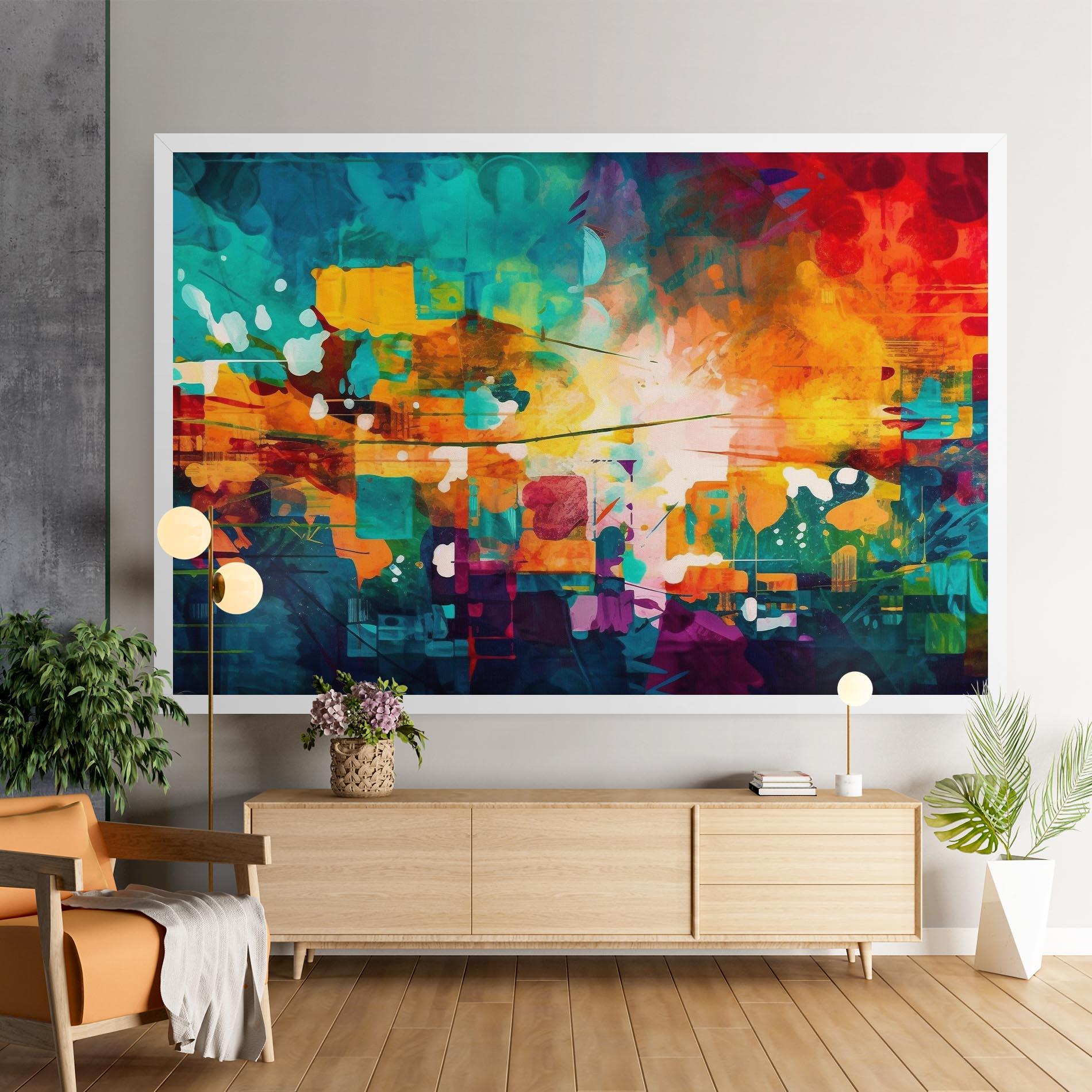 Tablou Canvas Vibrant Colors On Blue Background mockup 9