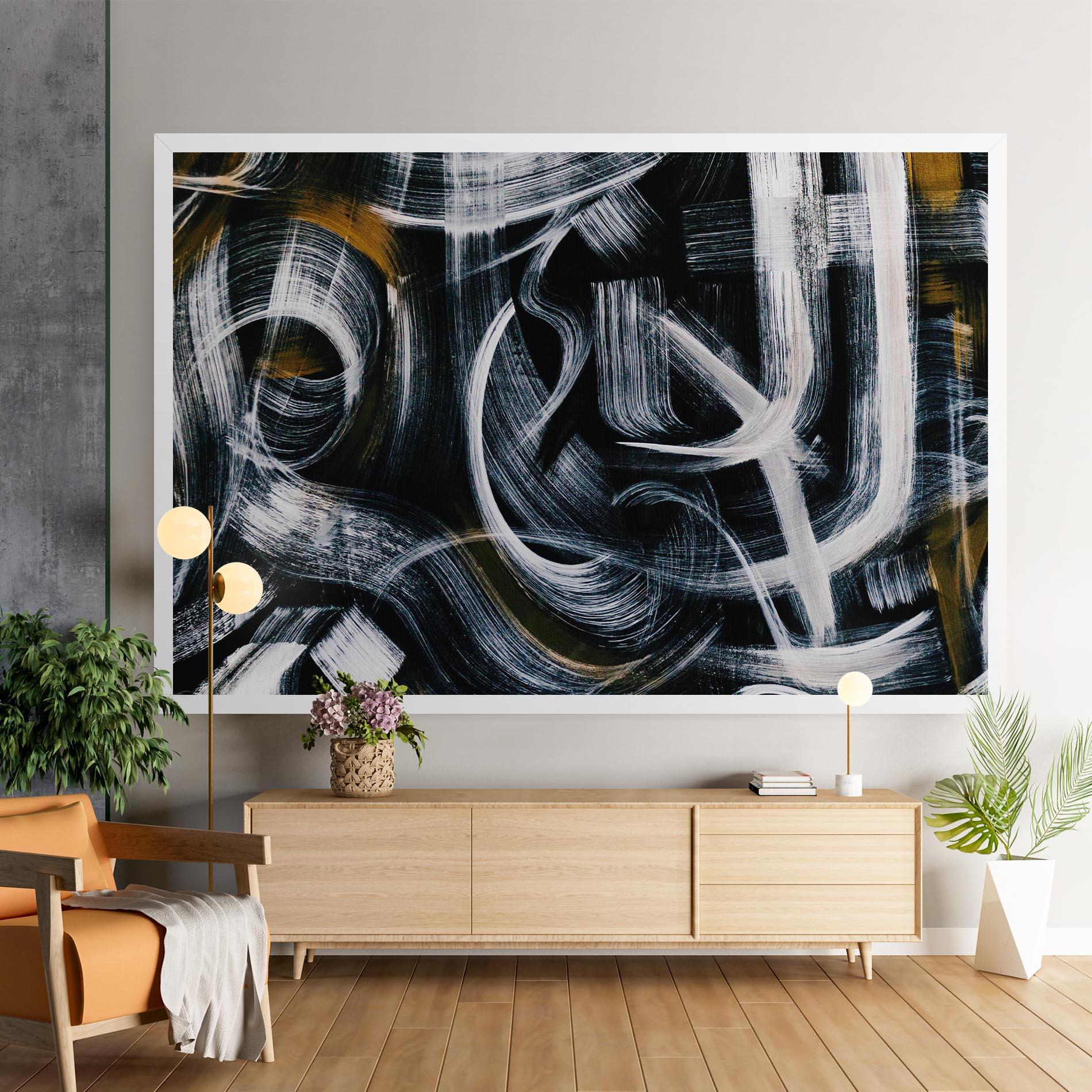 Tablou Canvas White Brush Lines mockup 9