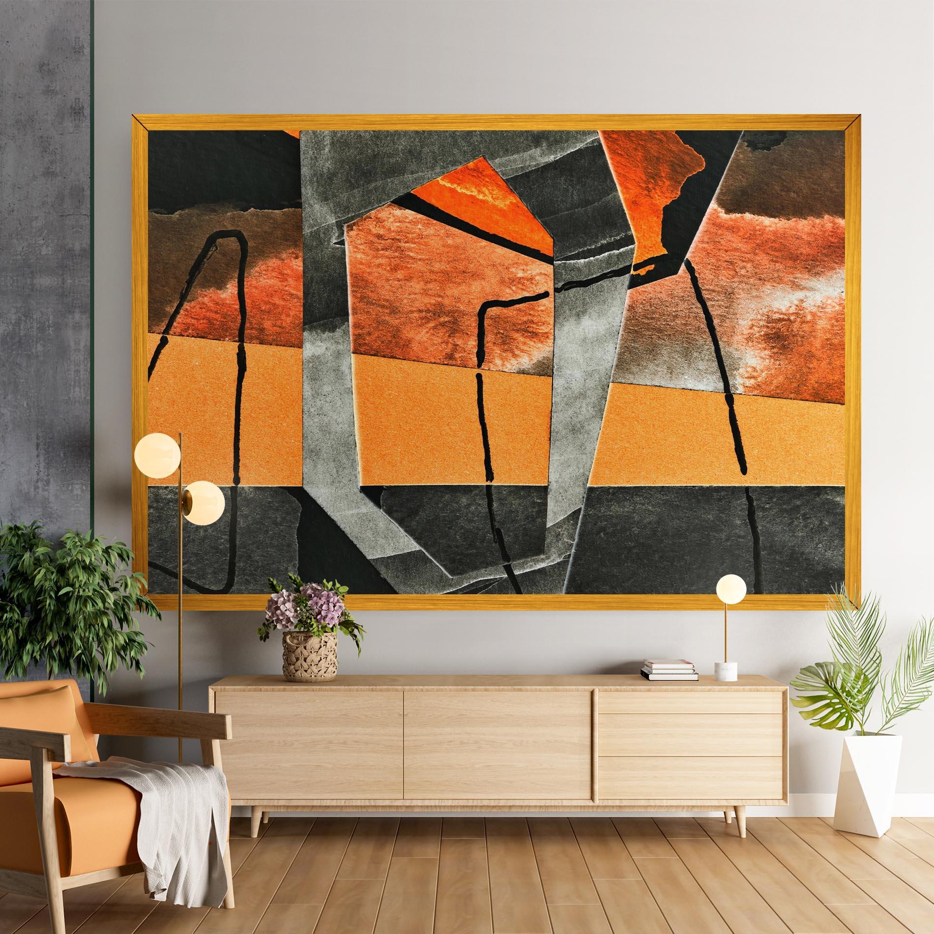 Tablou Canvas Abstract Grey Orange mockup 9