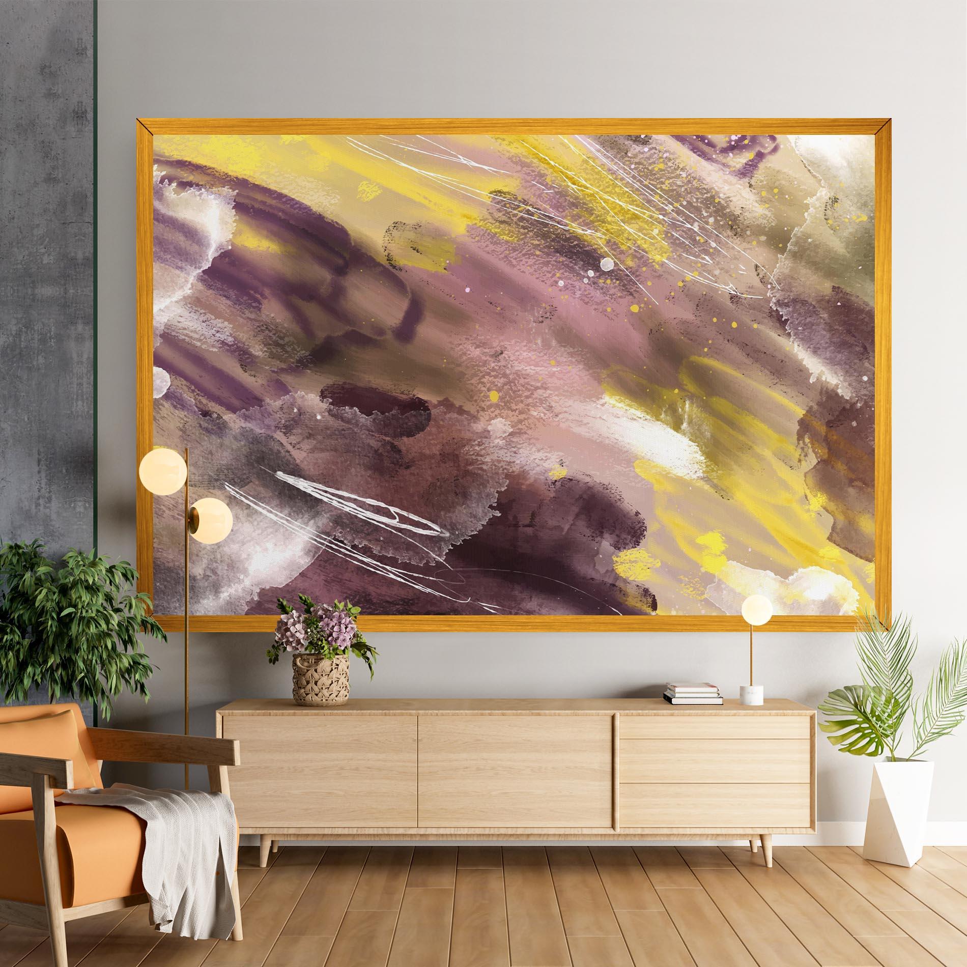 Tablou Canvas Abstract Purple Yellow Art mockup 9