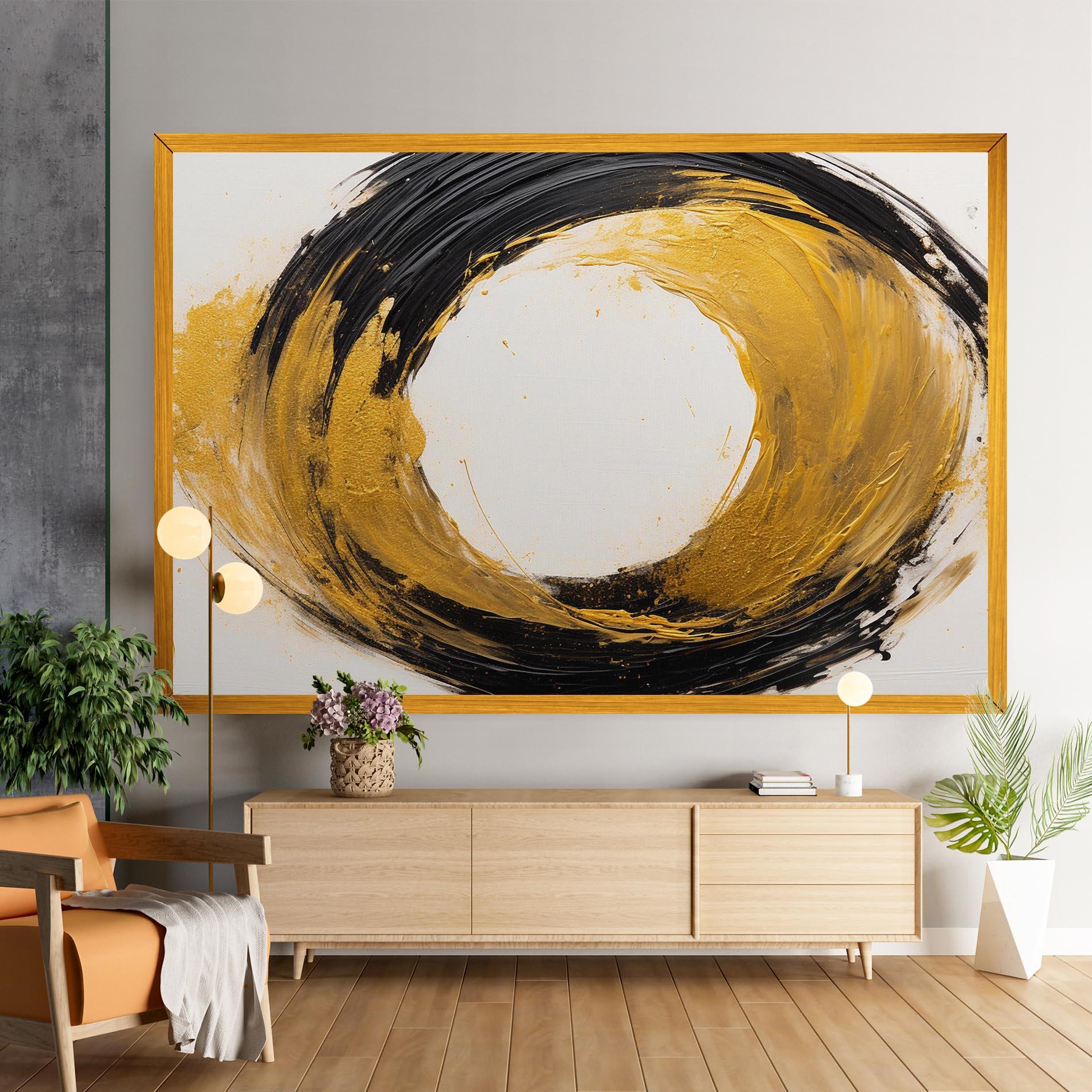 Tablou Canvas Circle From Gold And Black mockup 9