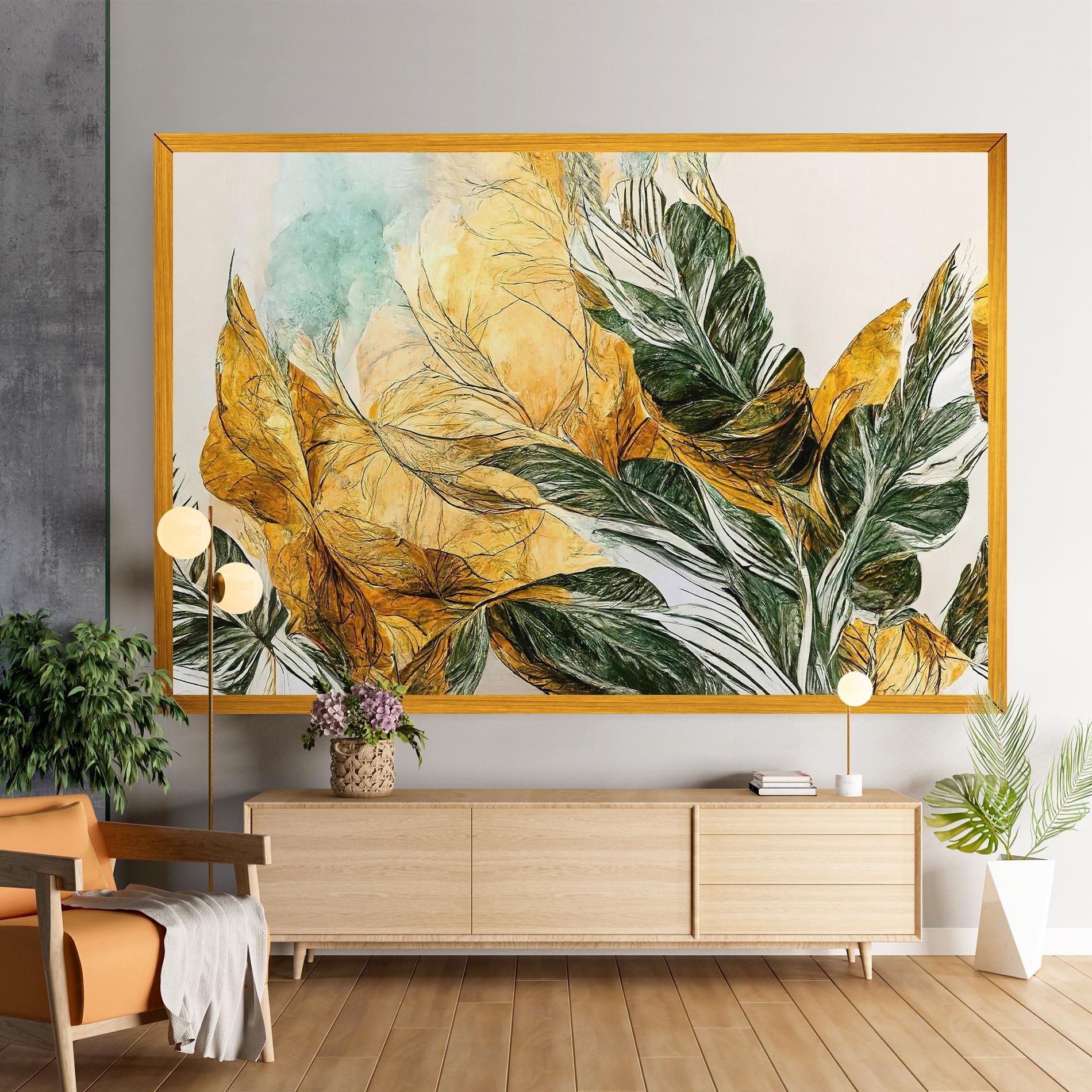 Tablou Canvas Gold And Green Leafes mockup 9