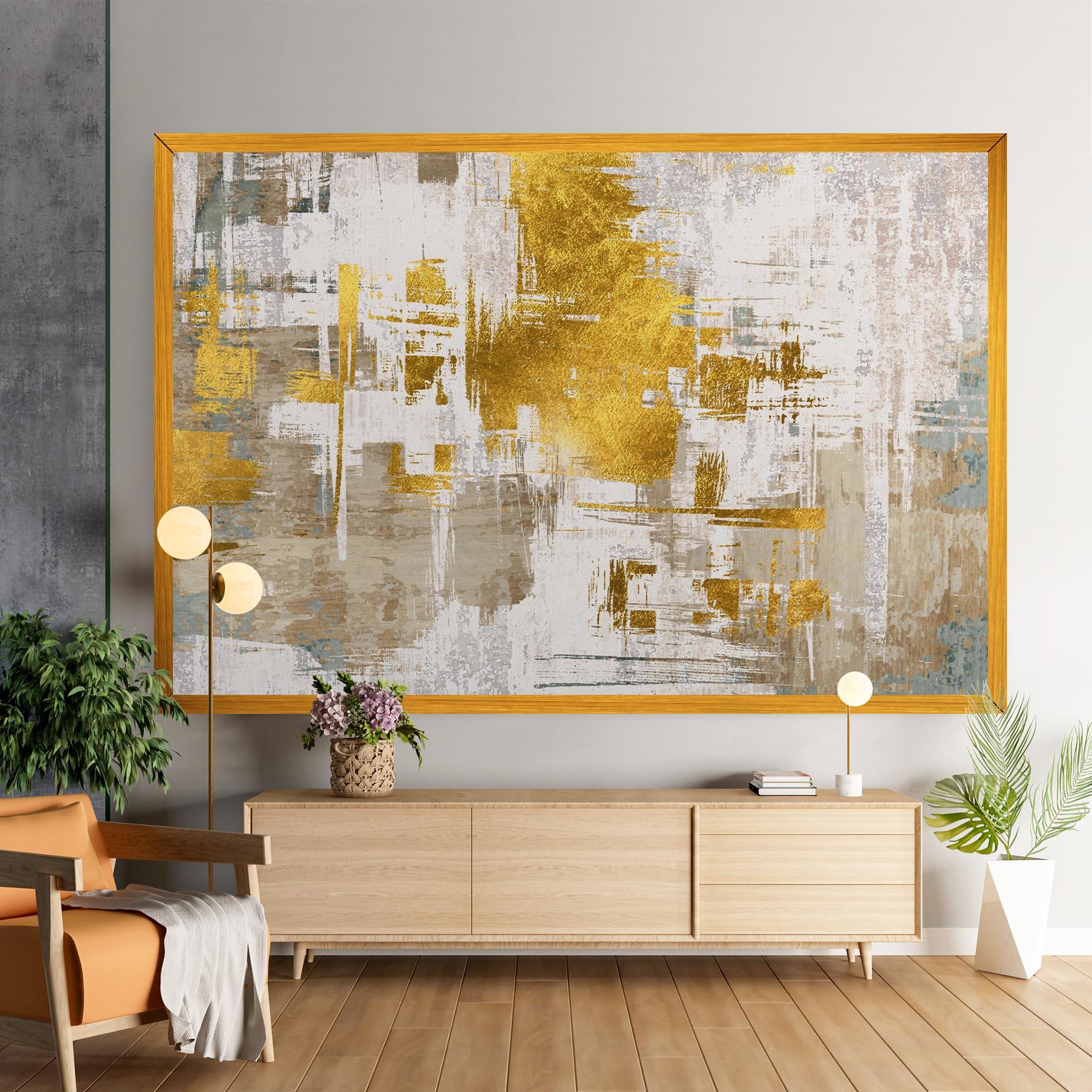 Tablou Canvas Gold And White Brush mockup 9