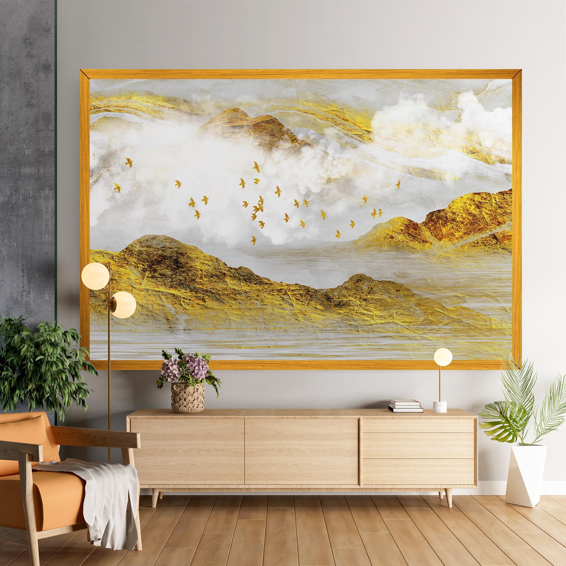 Tablou Canvas Gold Mountains Abstract mockup 9