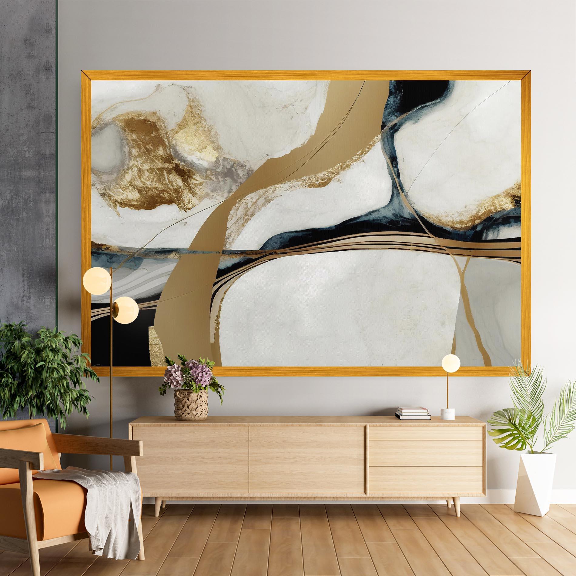 Tablou Canvas Golden Blue Marble mockup 9