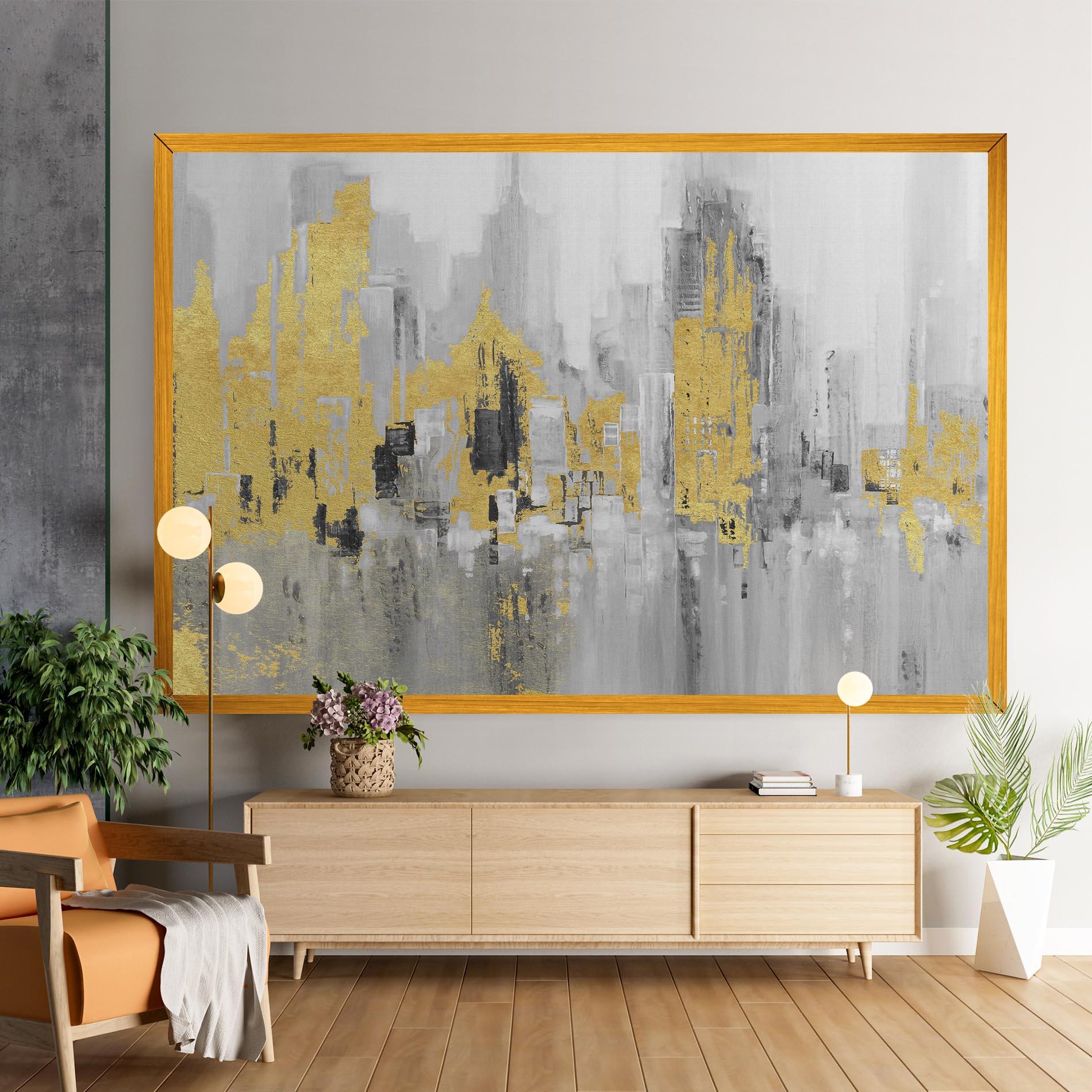 Tablou Canvas Light Grey With Gold mockup 9