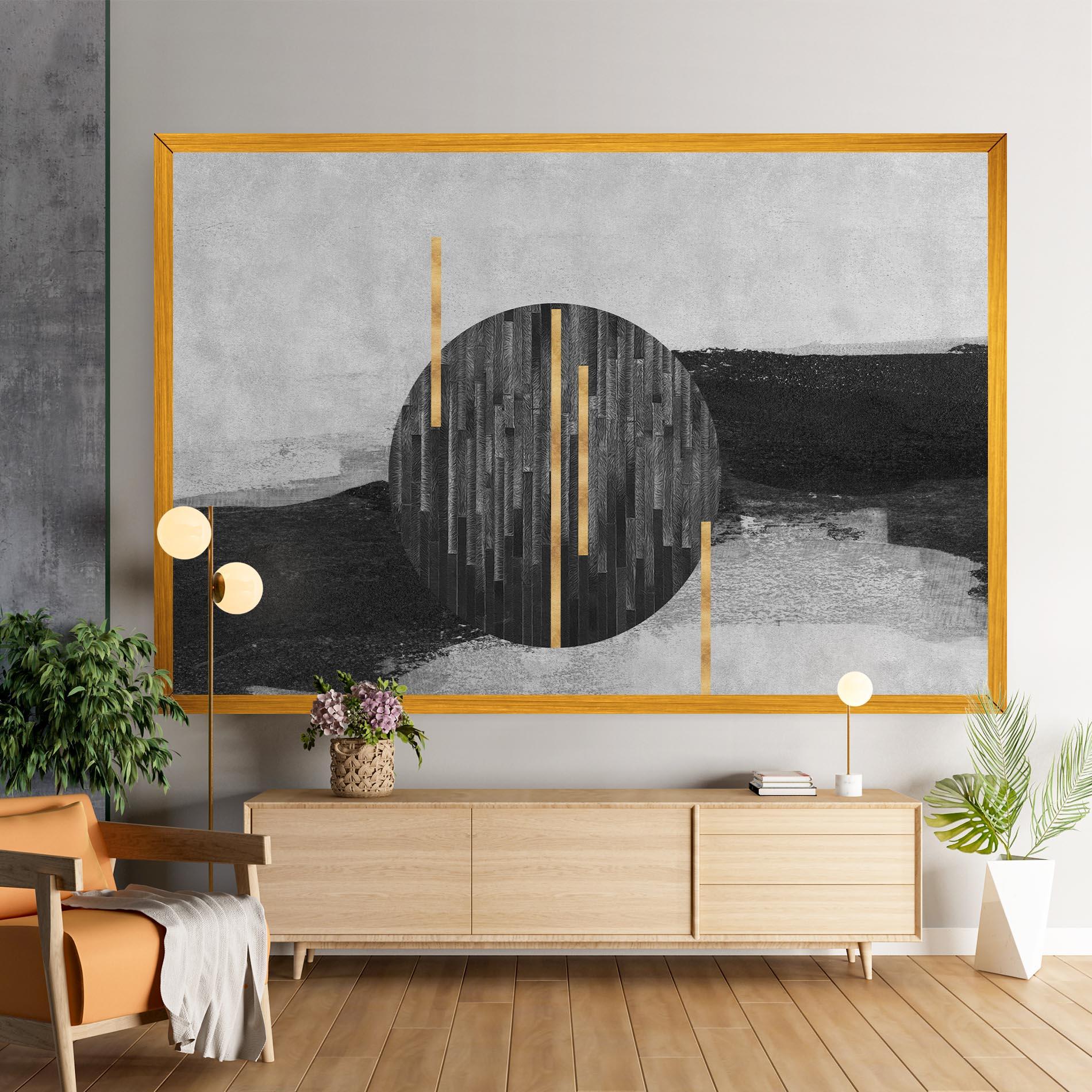 Tablou Canvas Modern Circle With Gold mockup 9