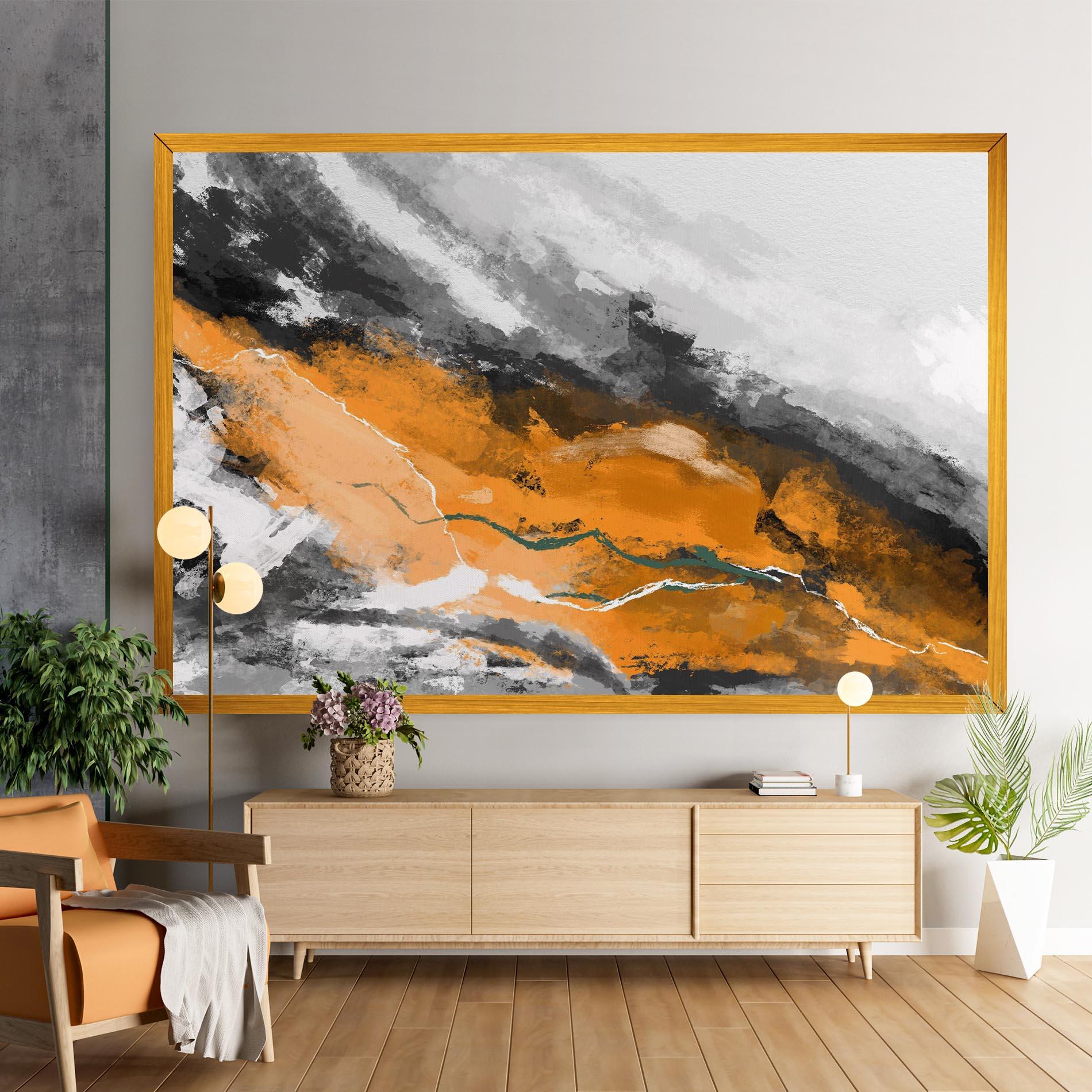 Tablou Canvas Orange Painting River mockup 9