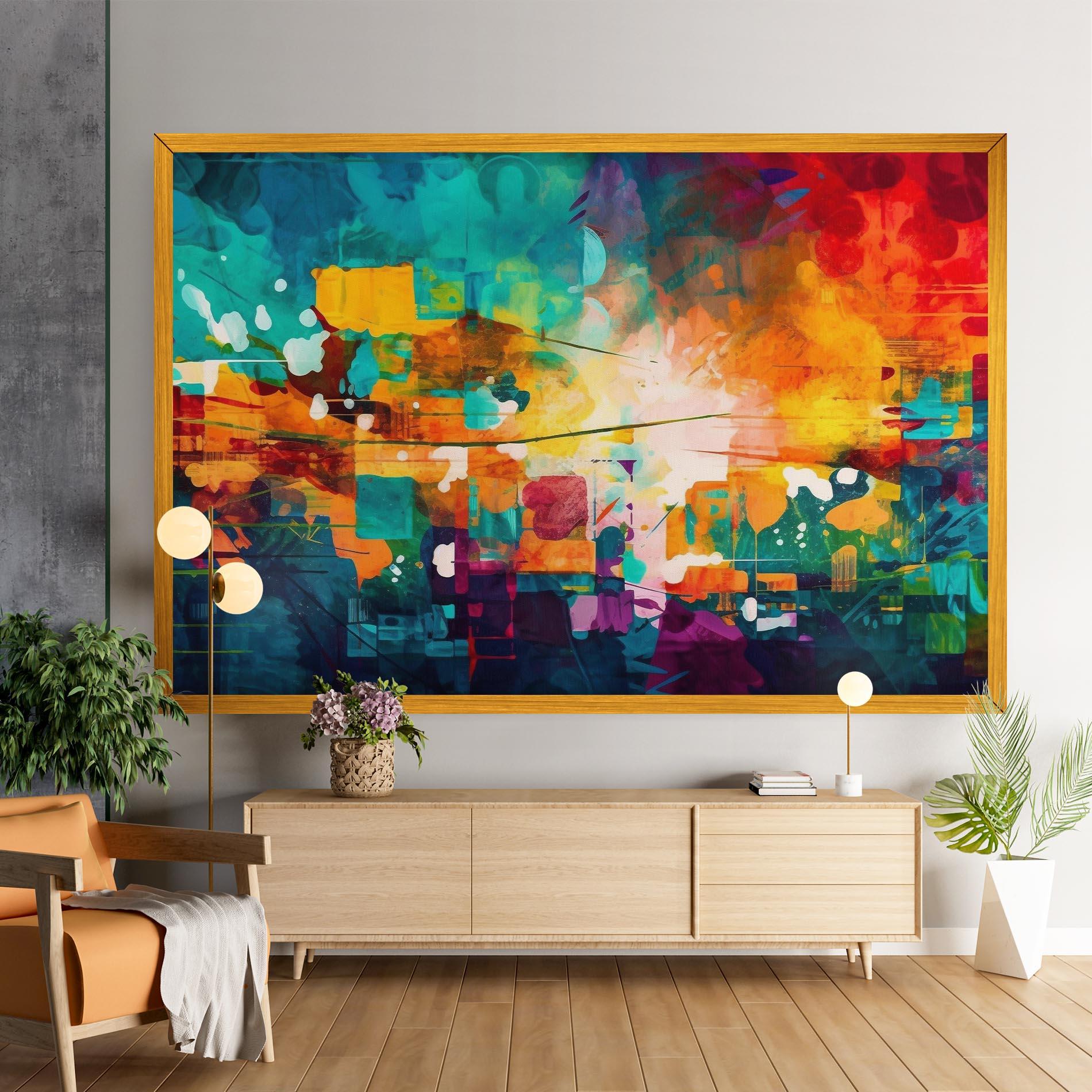 Tablou Canvas Vibrant Colors On Blue Background mockup 9