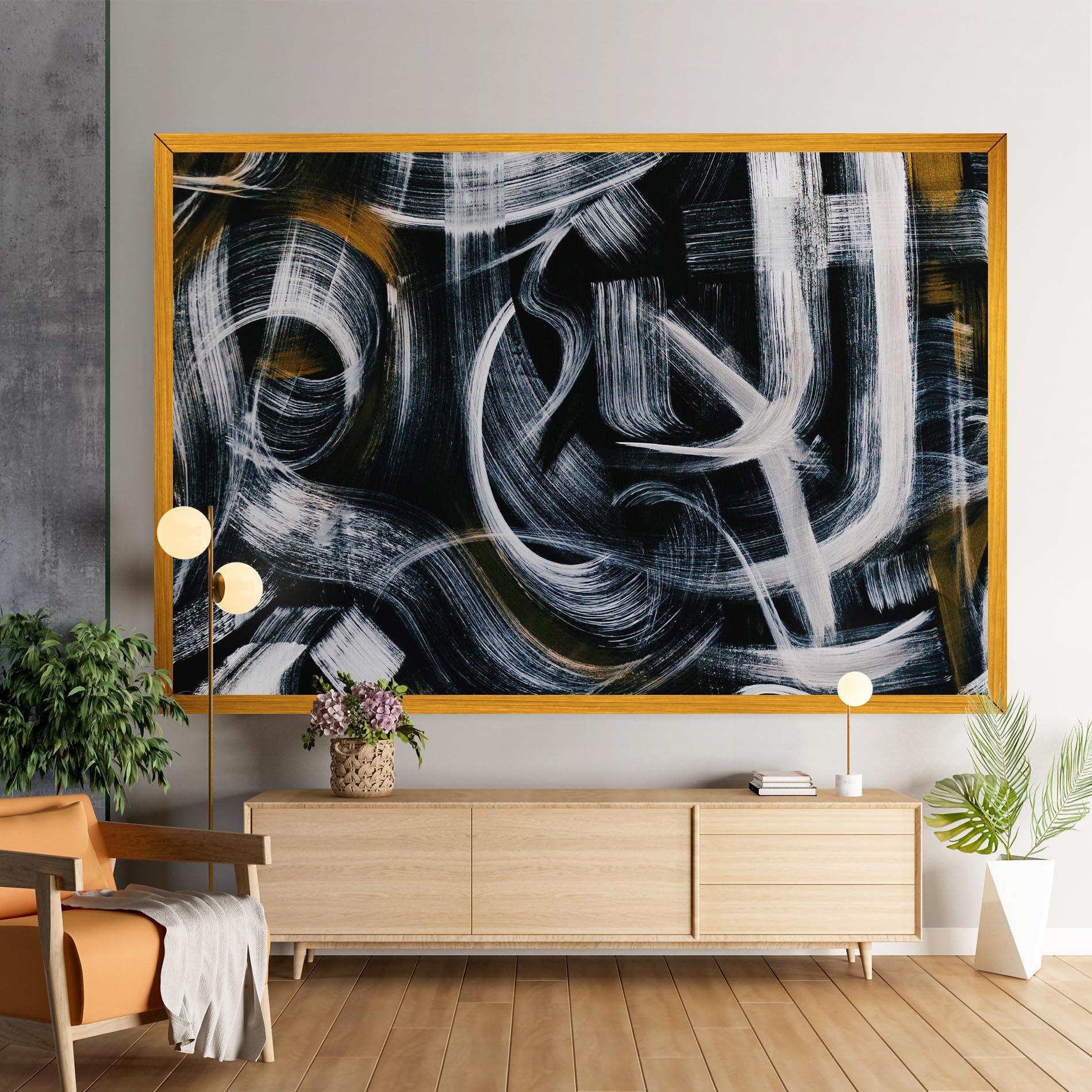 Tablou Canvas White Brush Lines mockup 9