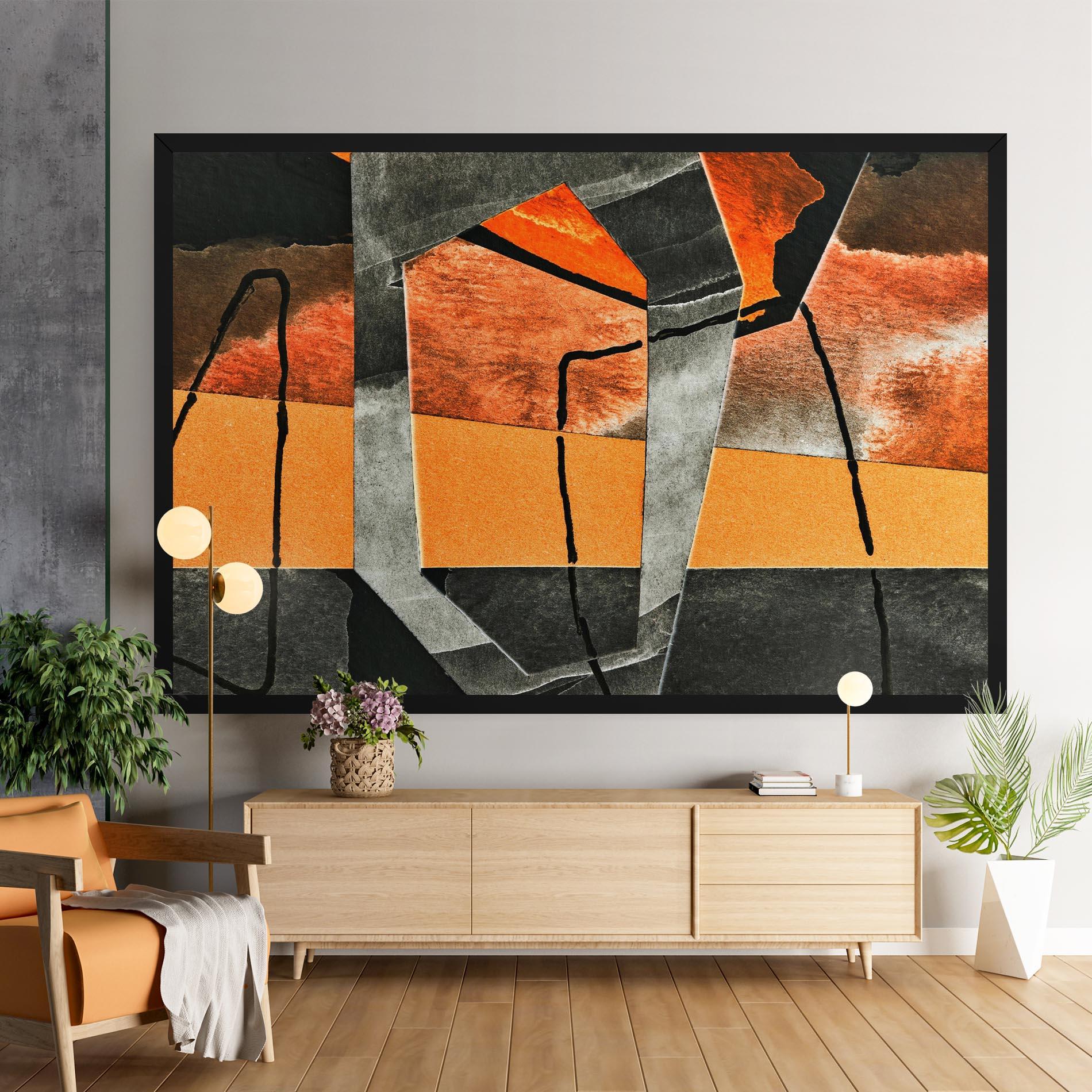 Tablou Canvas Abstract Grey Orange mockup 9