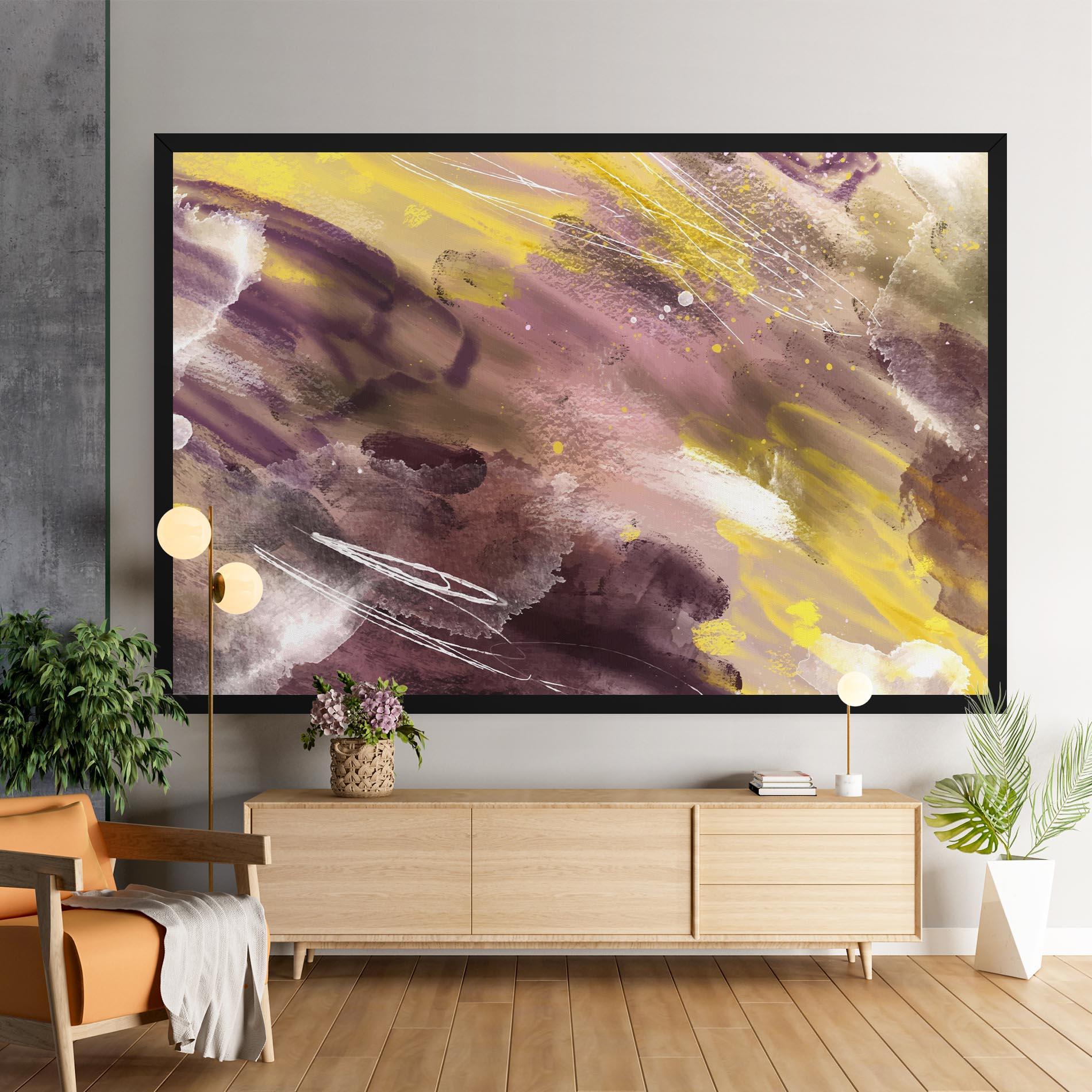Tablou Canvas Abstract Purple Yellow Art mockup 9