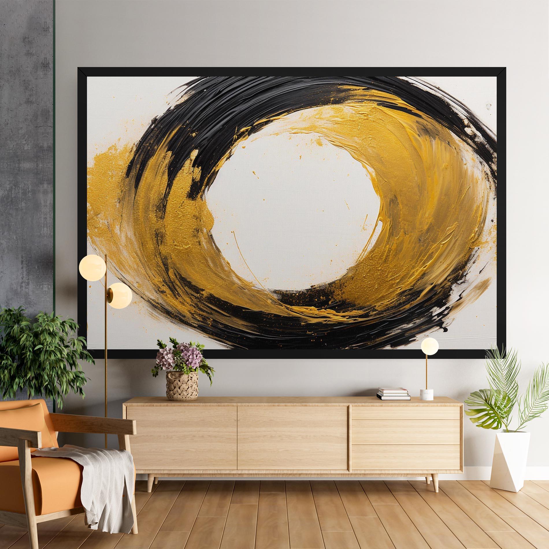 Tablou Canvas Circle From Gold And Black mockup 9