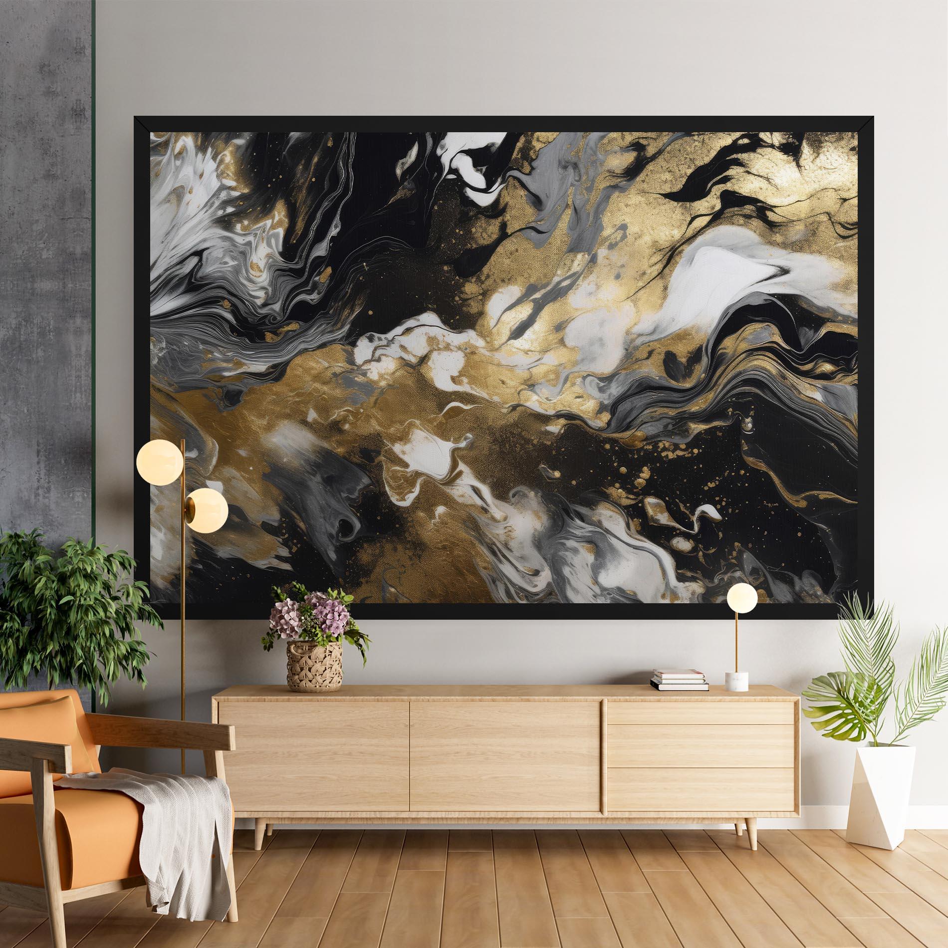 Tablou Canvas Gold Acrylic Fluid mockup 9