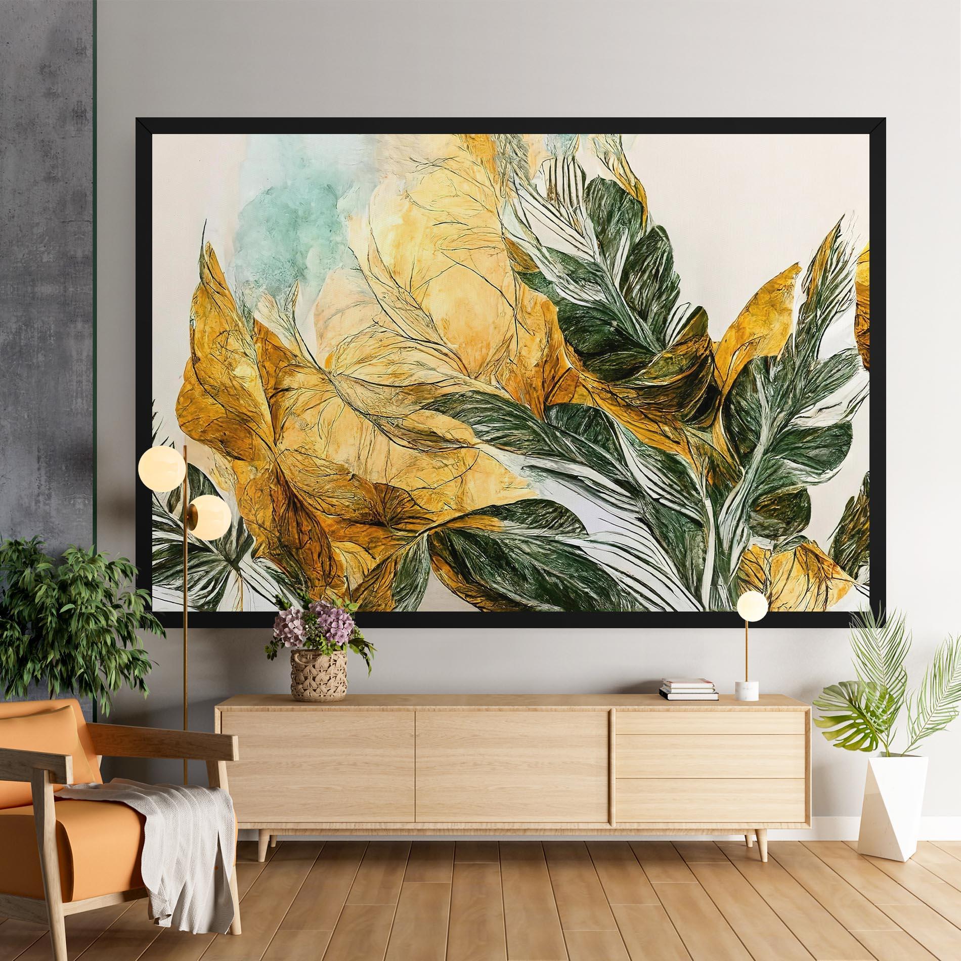 Tablou Canvas Gold And Green Leafes mockup 9