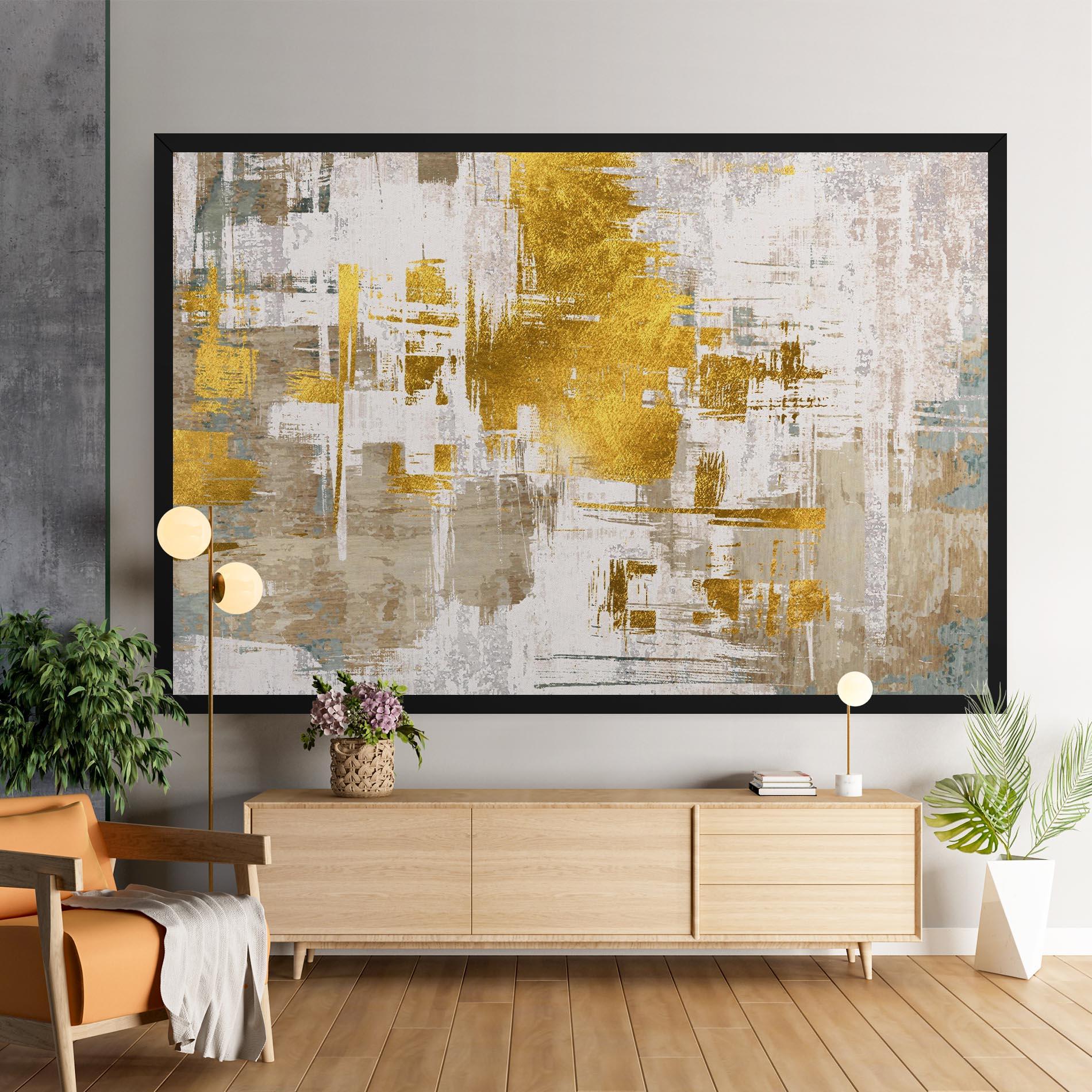 Tablou Canvas Gold And White Brush mockup 9