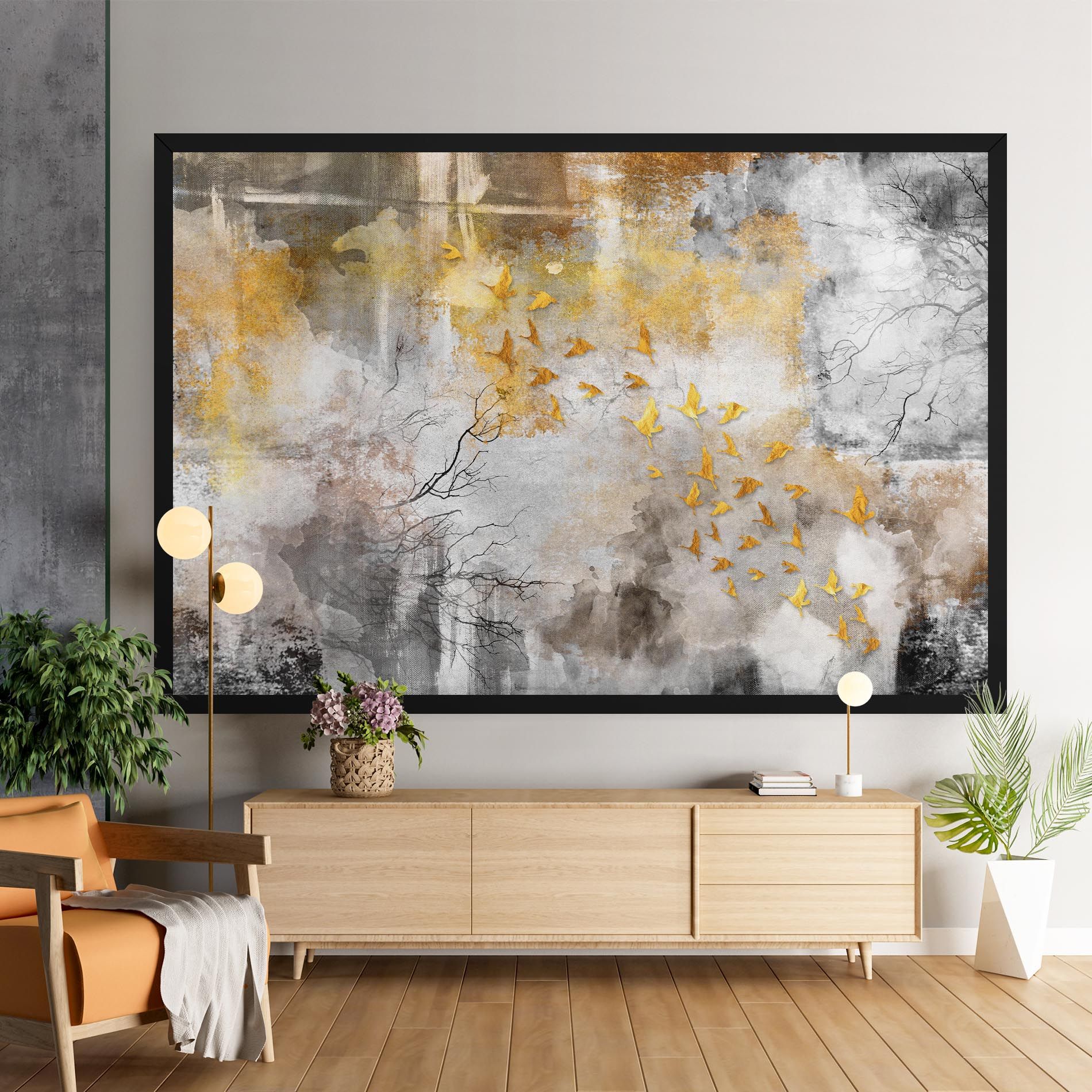 Gold Birds Flying mockup 9