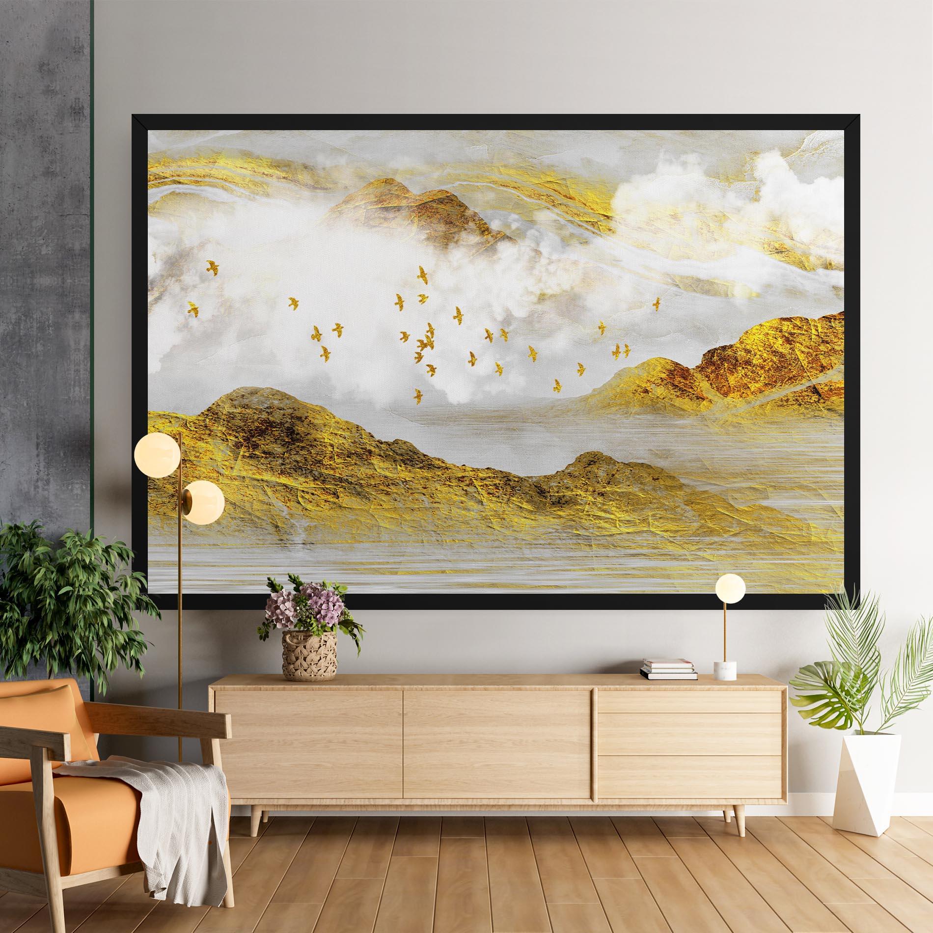 Tablou Canvas Gold Mountains Abstract mockup 9