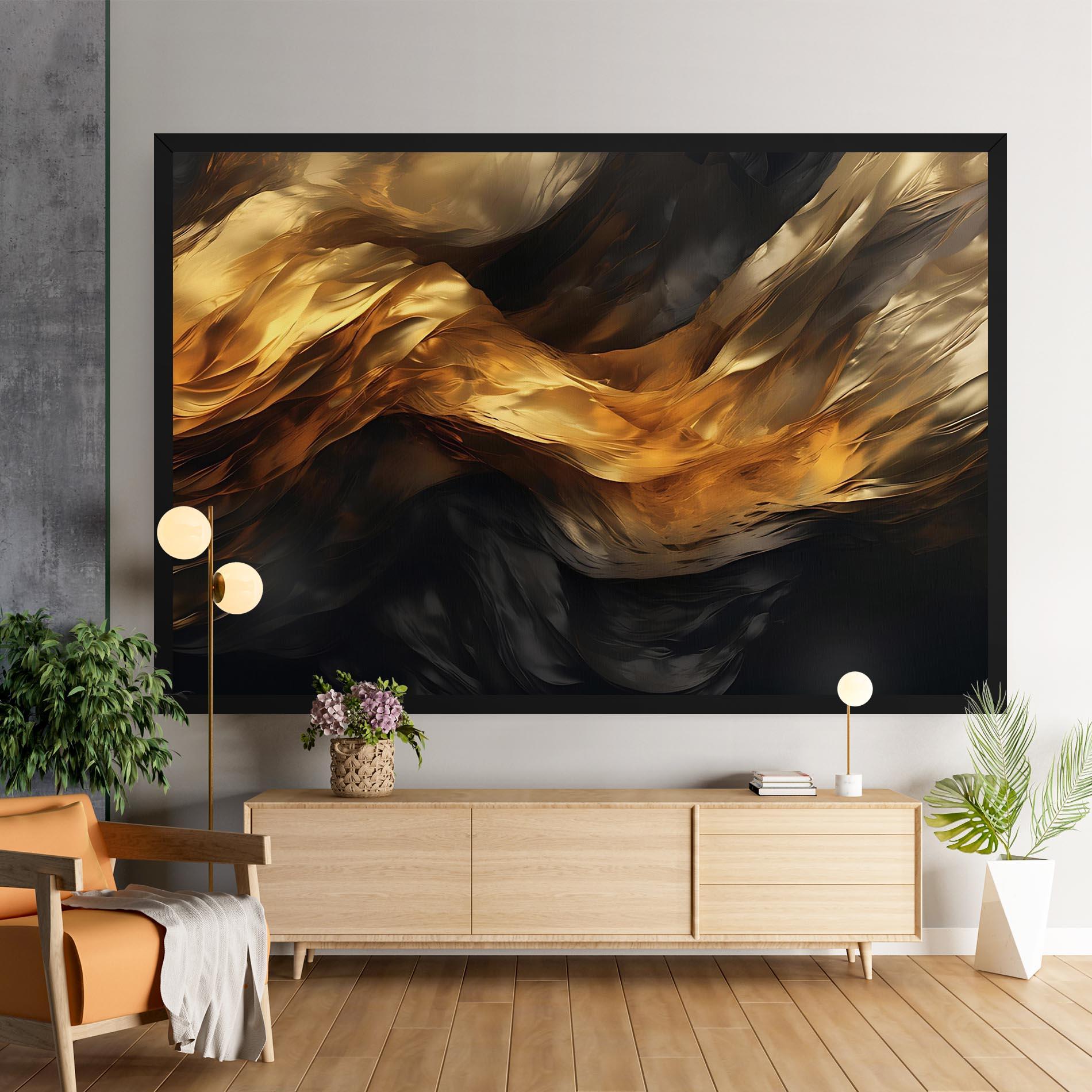 Tablou Canvas Golden Waves With Black mockup 9