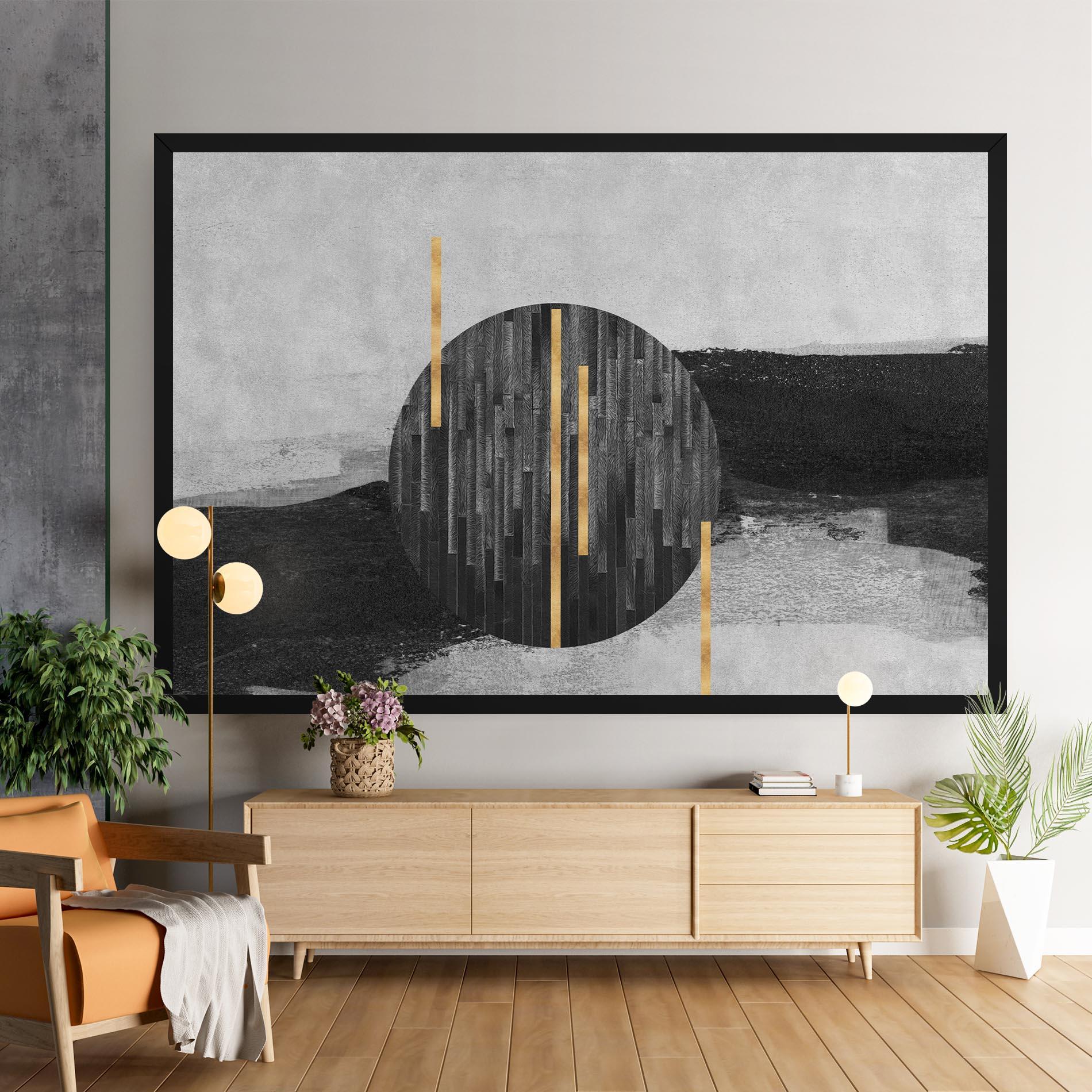 Tablou Canvas Modern Circle With Gold mockup 9