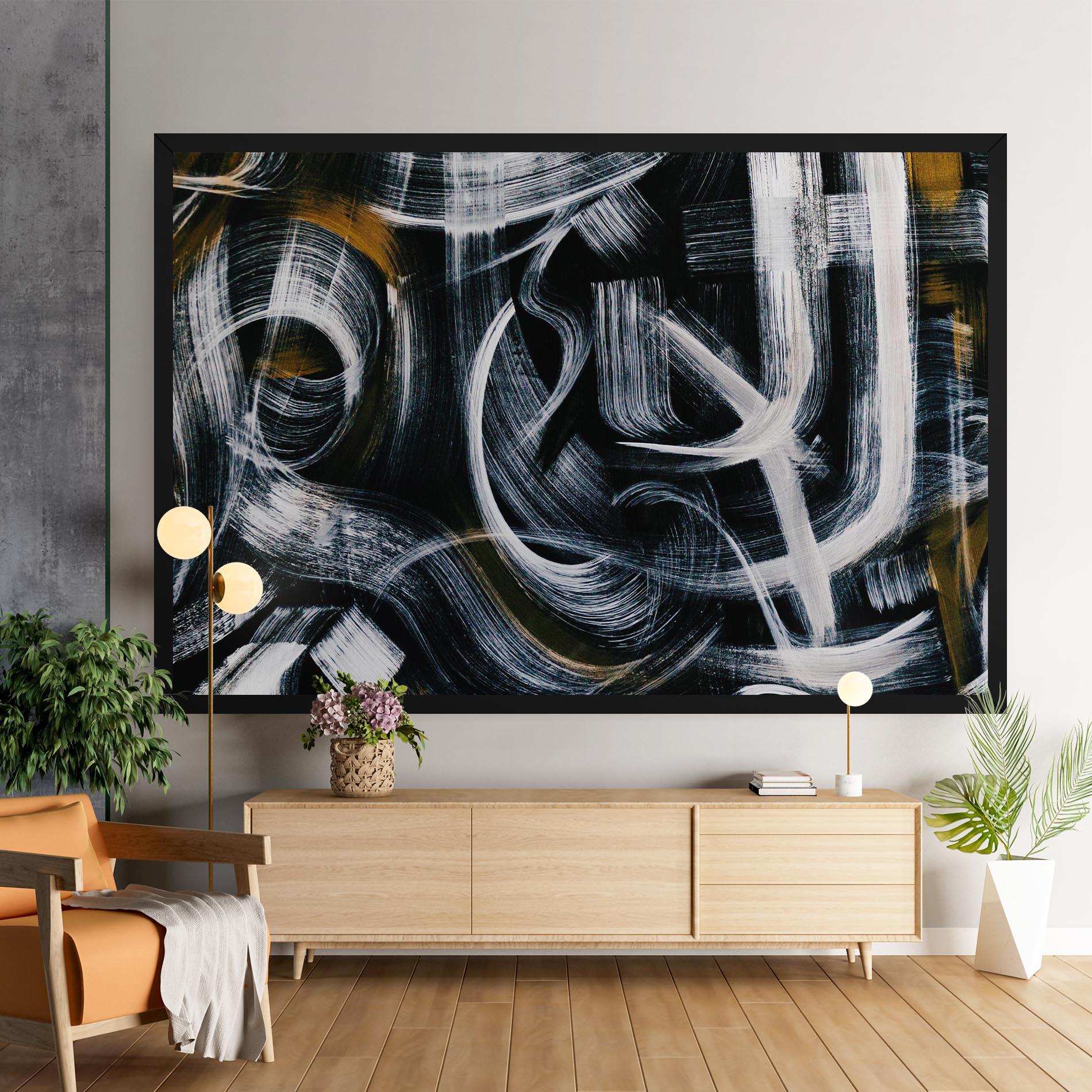 Tablou Canvas White Brush Lines mockup 9