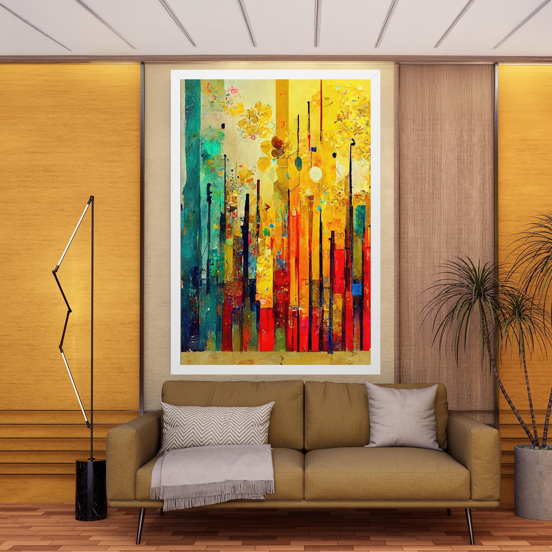 Tablou Canvas Black Lines On Yellow Light mockup 9