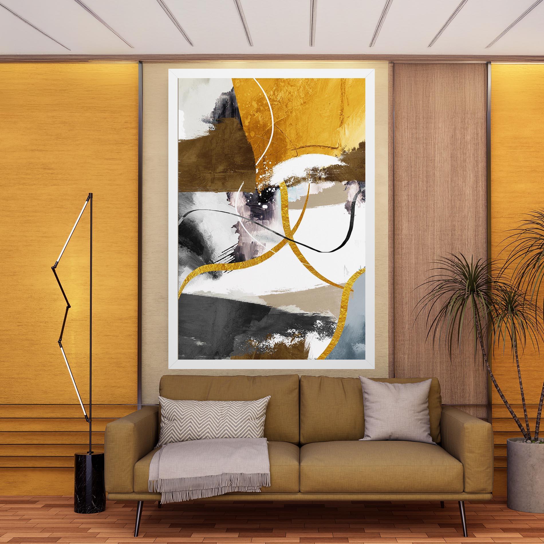 Tablou Canvas Chaotic Golden Painting mockup 9