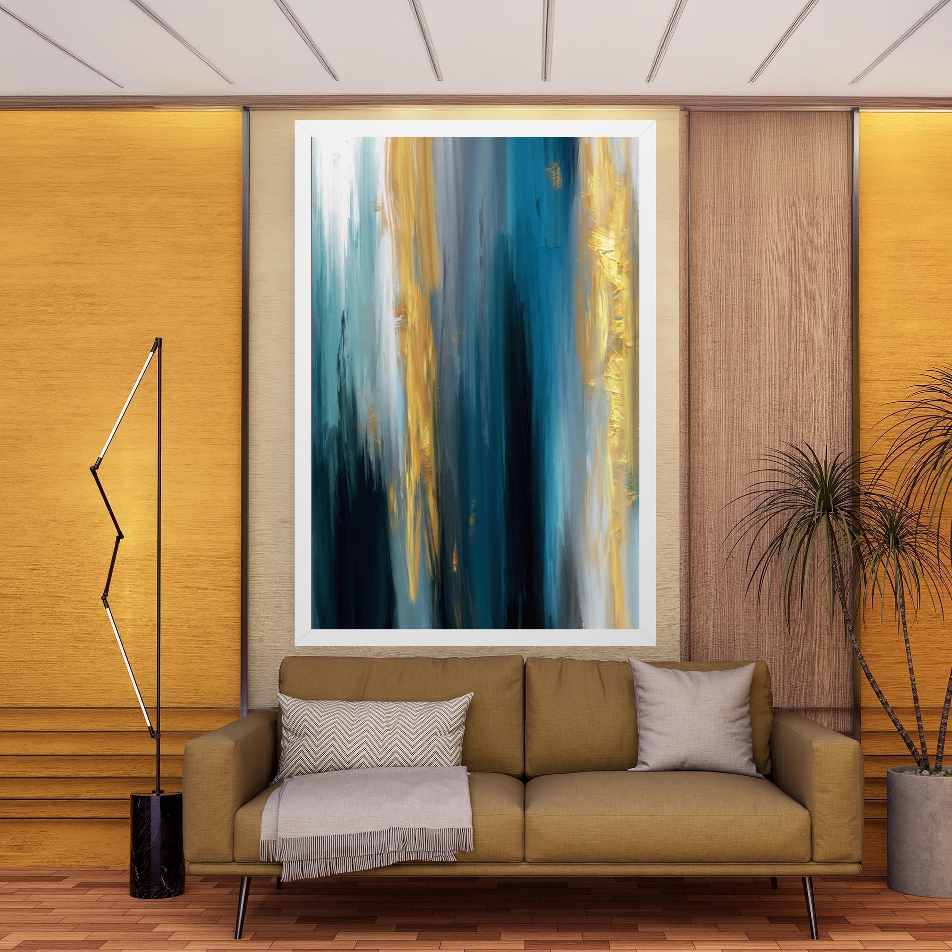 Tablou Canvas Golden Black Blue Art mockup 9