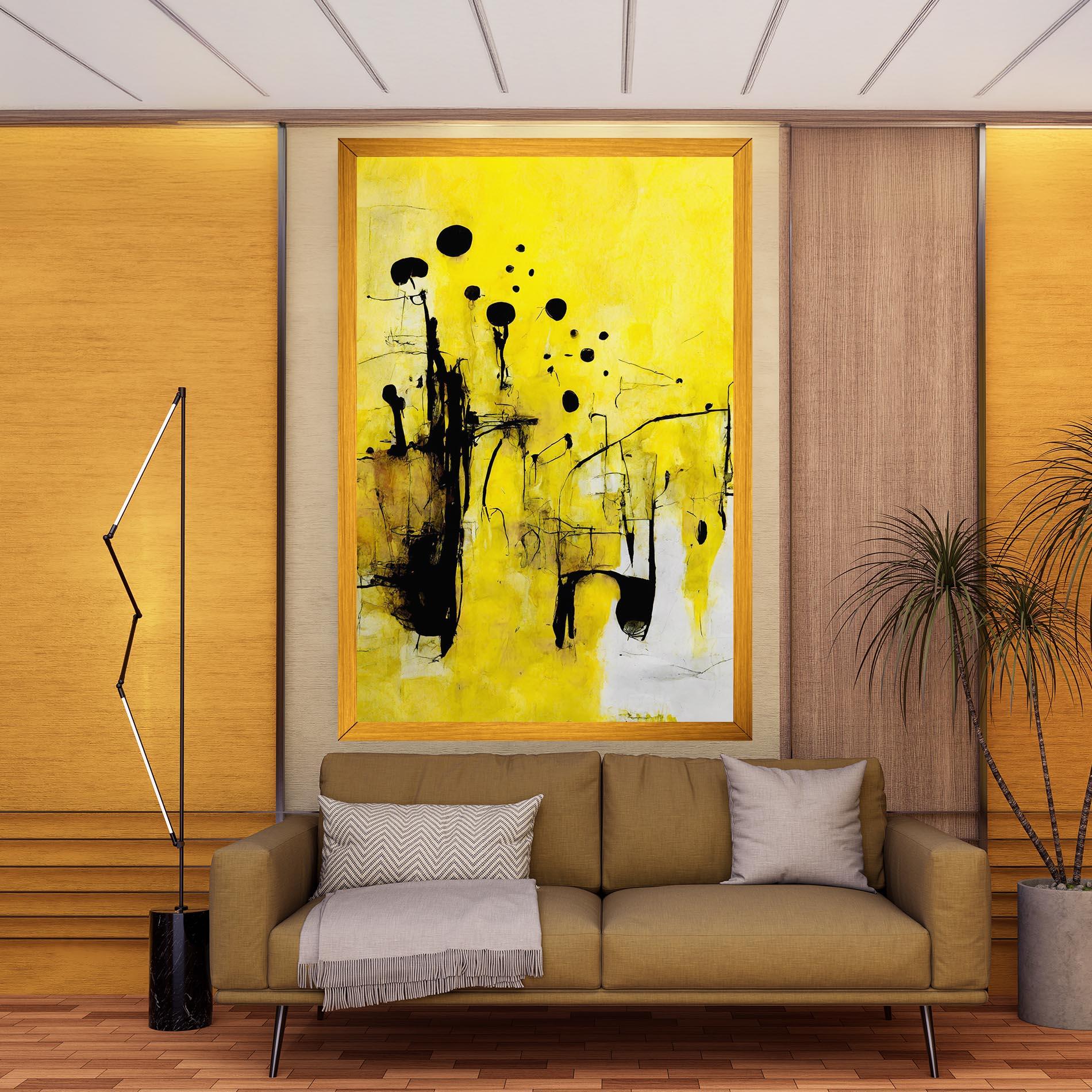 Tablou Canvas Abstract Black Yellow mockup 9