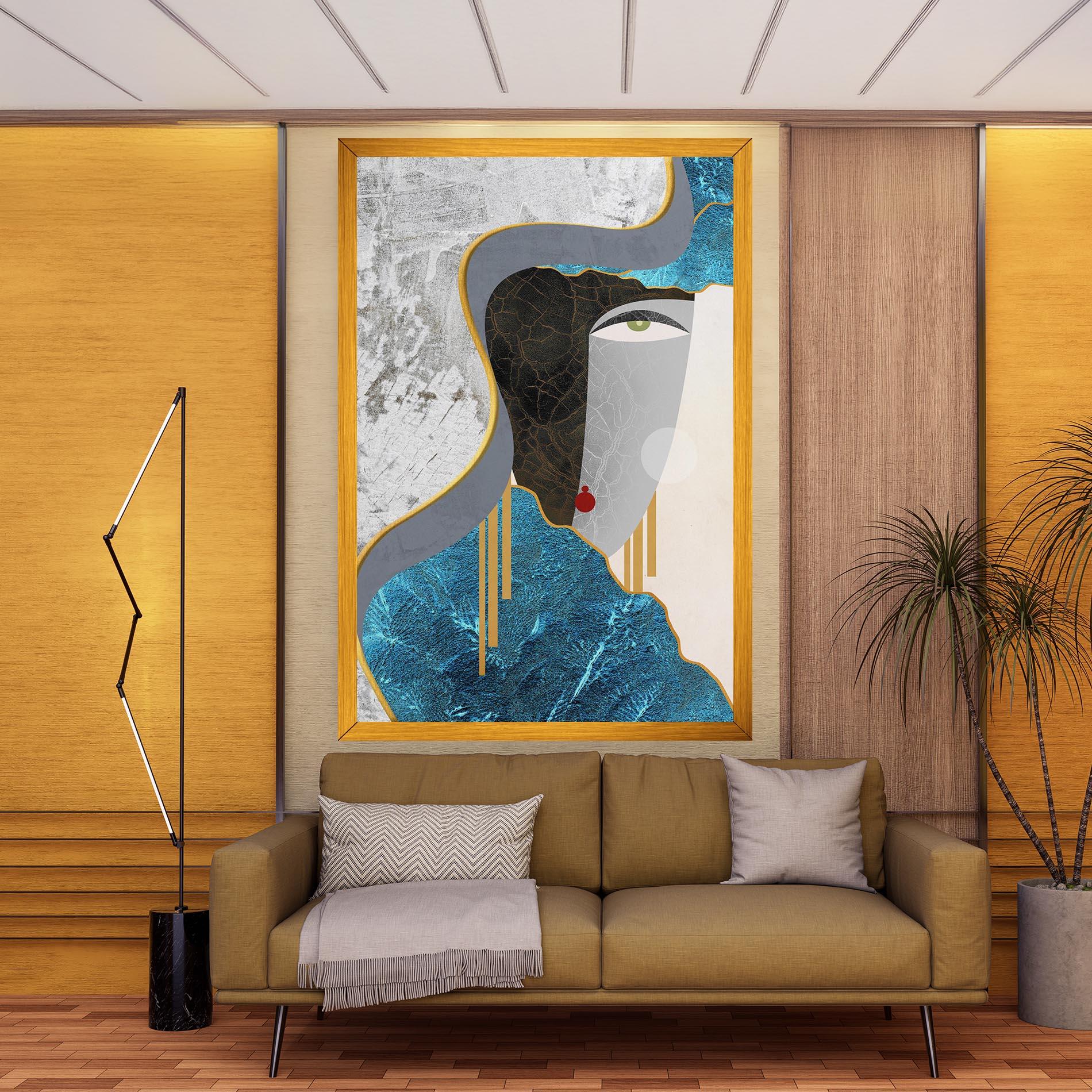 Tablou Canvas Abstract Blue Face mockup 9