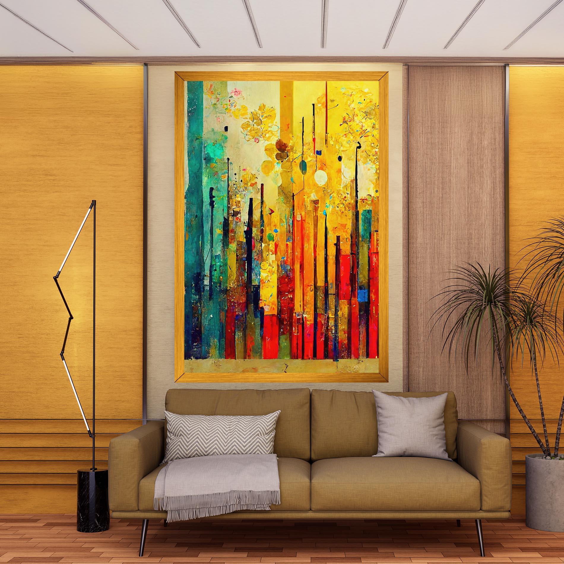 Tablou Canvas Black Lines On Yellow Light mockup 9