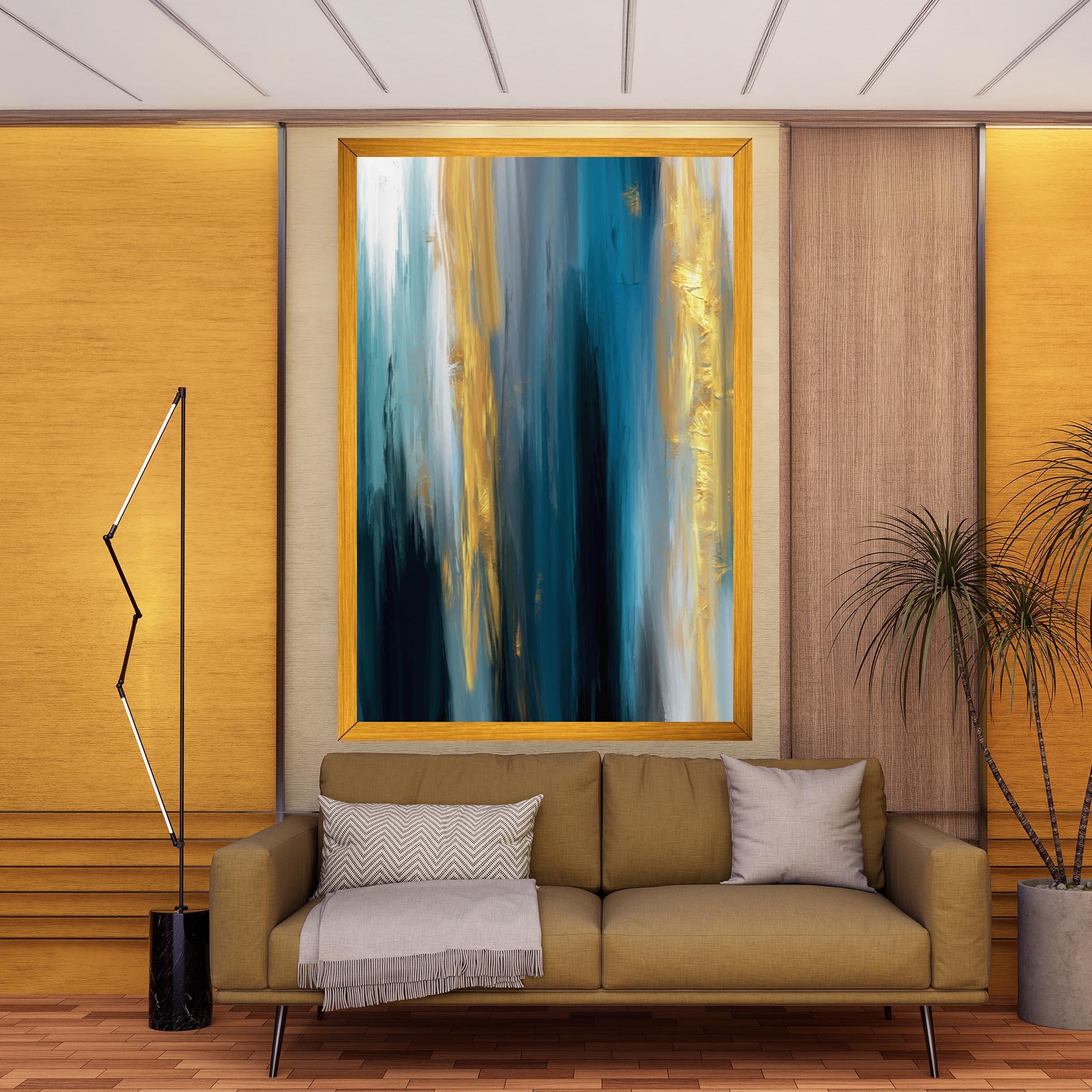 Tablou Canvas Golden Black Blue Art mockup 9