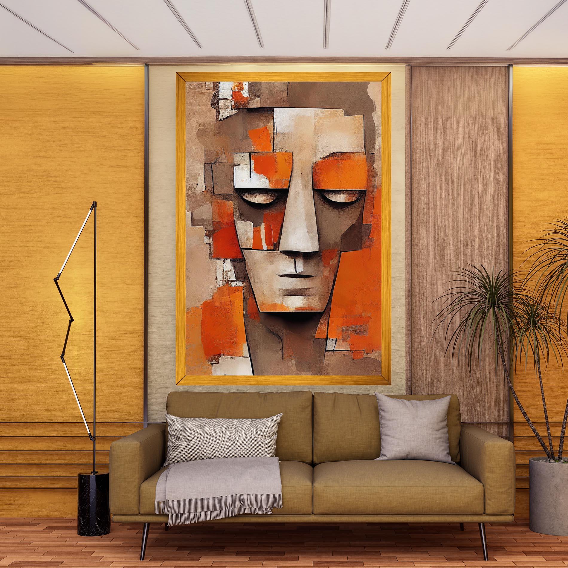 Tablou Canvas Orange Male Face mockup 9