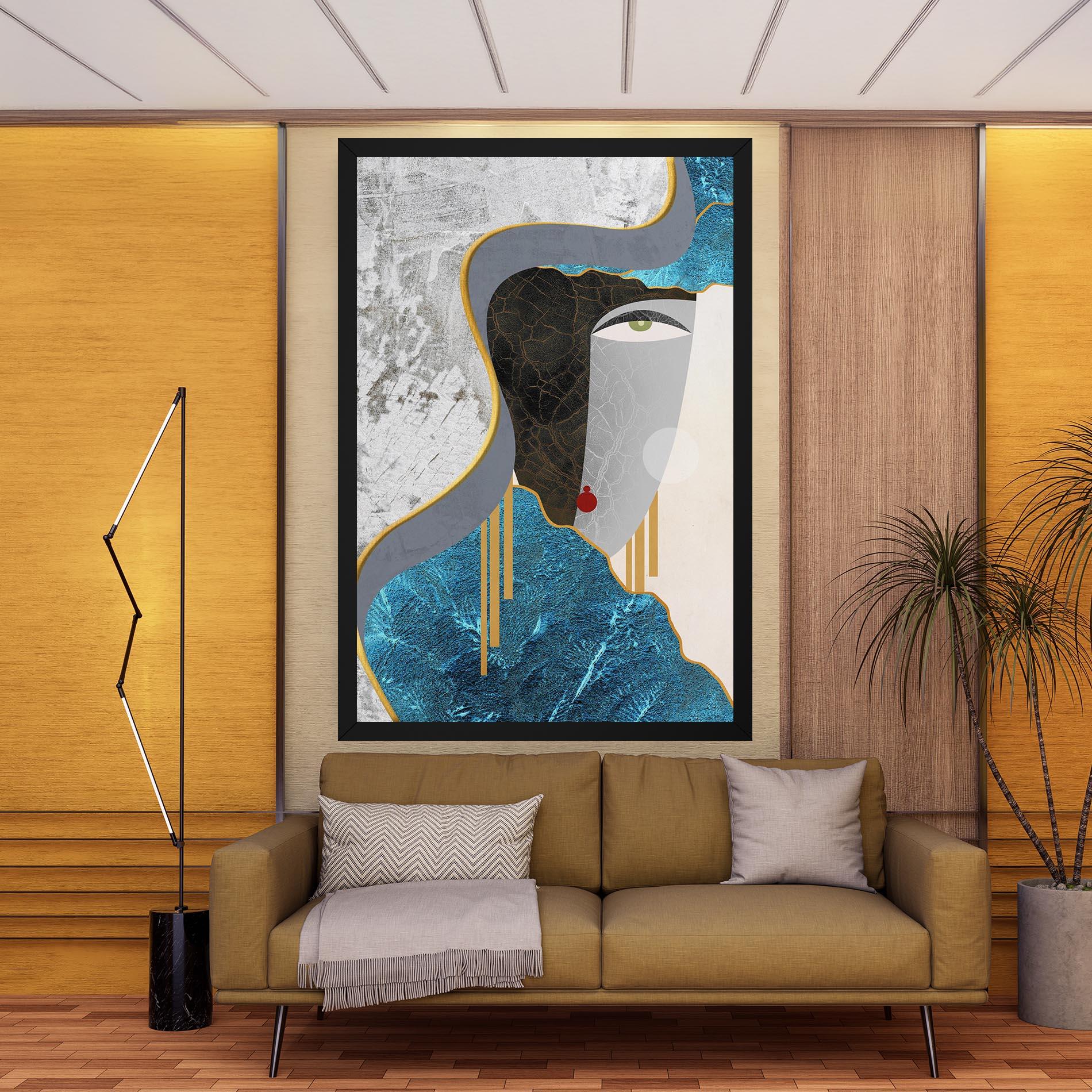 Tablou Canvas Abstract Blue Face mockup 9