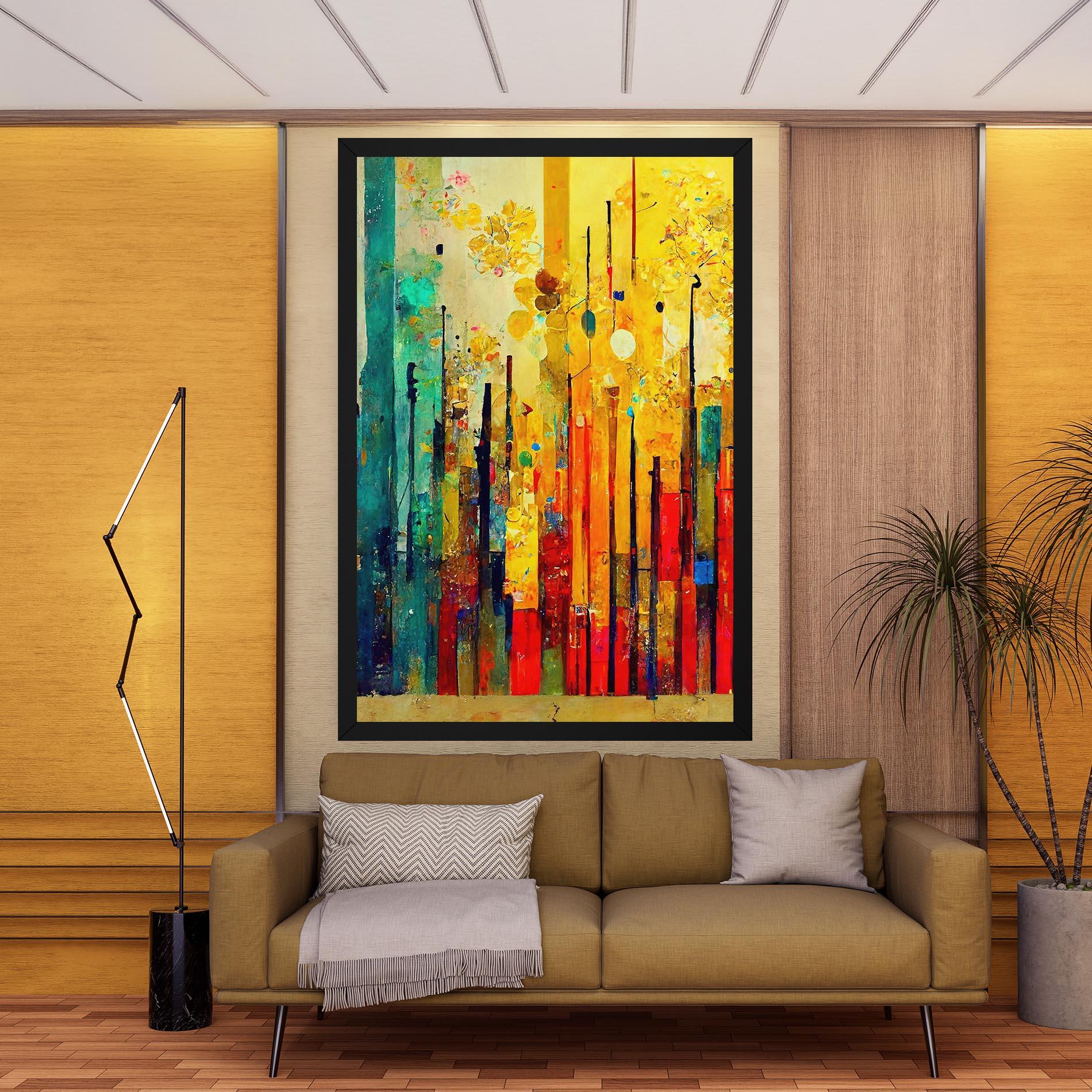 Tablou Canvas Black Lines On Yellow Light mockup 9