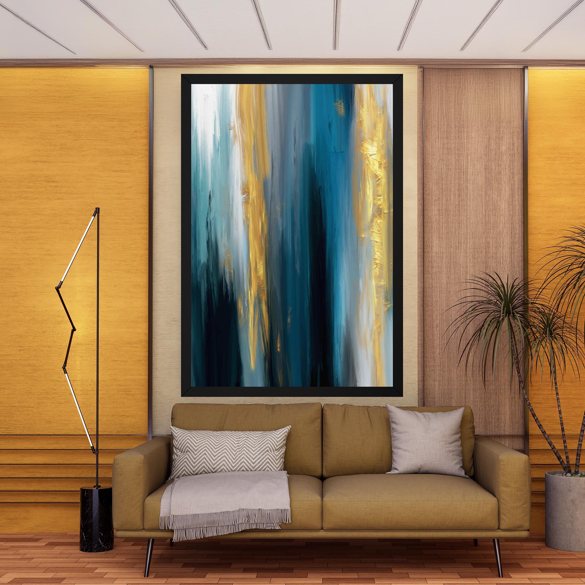 Tablou Canvas Golden Black Blue Art mockup 9