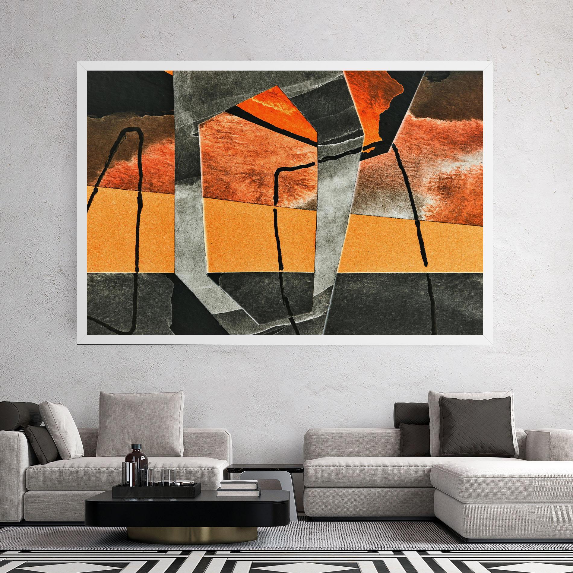 Tablou Canvas Abstract Grey Orange mockup 2