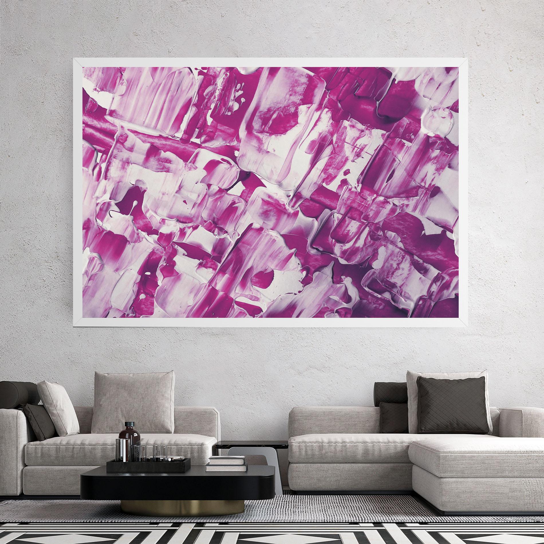 Tablou Canvas Abstract White And Pink mockup 2