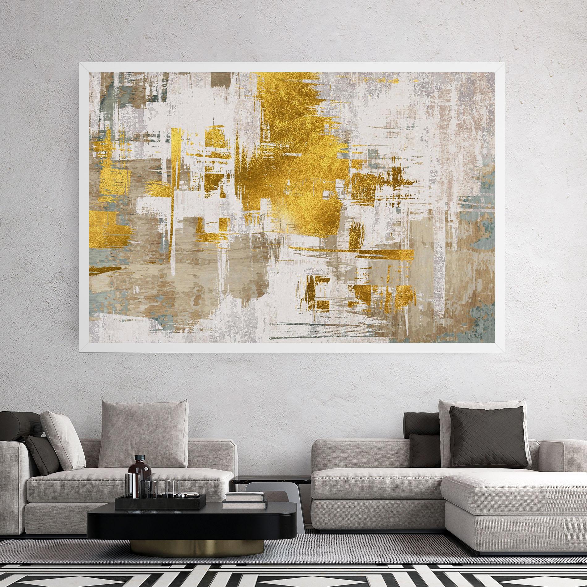 Tablou Canvas Gold And White Brush mockup 2