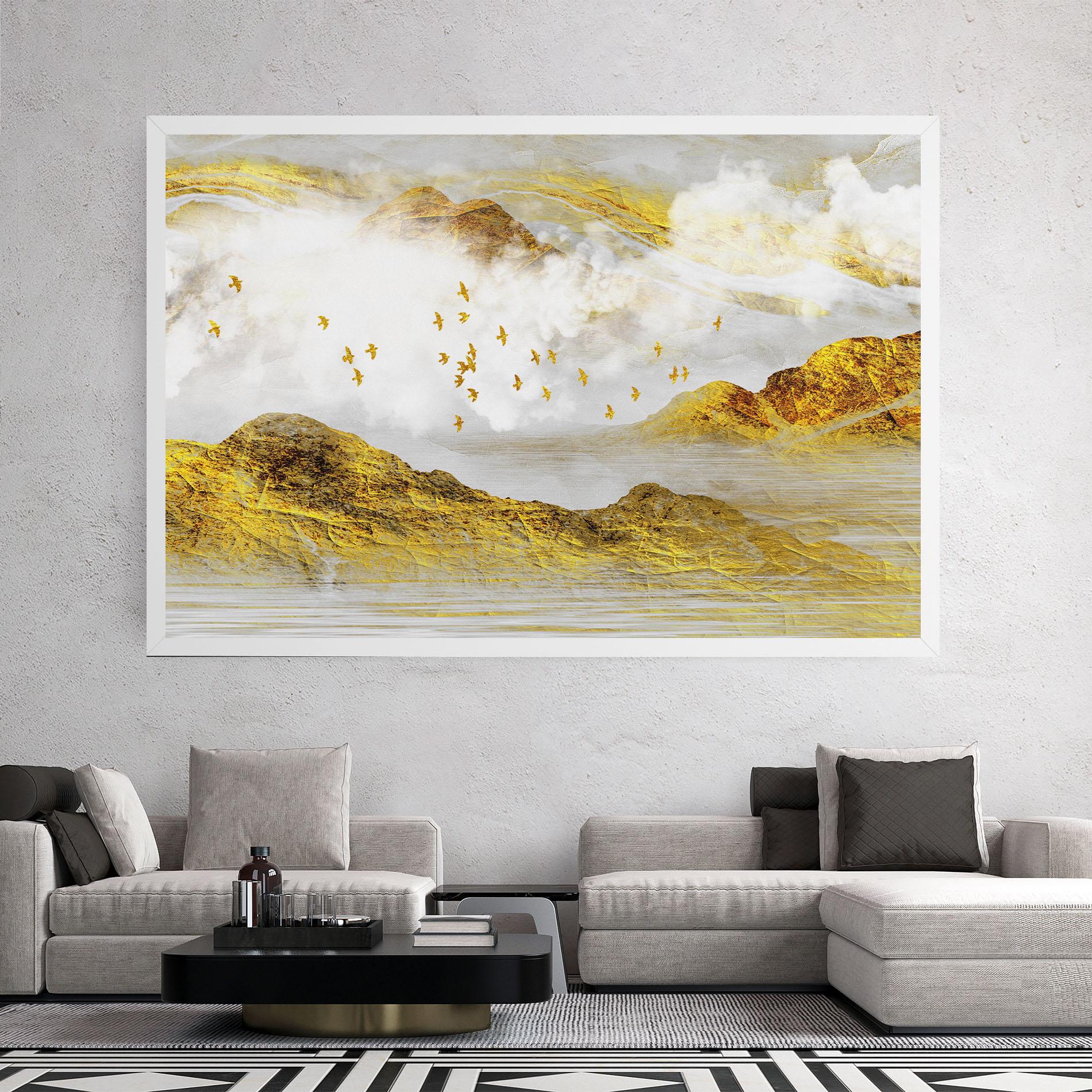 Tablou Canvas Gold Mountains Abstract mockup 2
