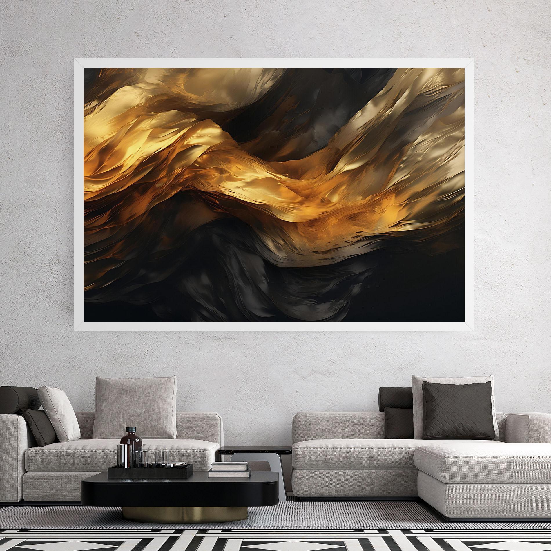 Tablou Canvas Golden Waves With Black mockup 2