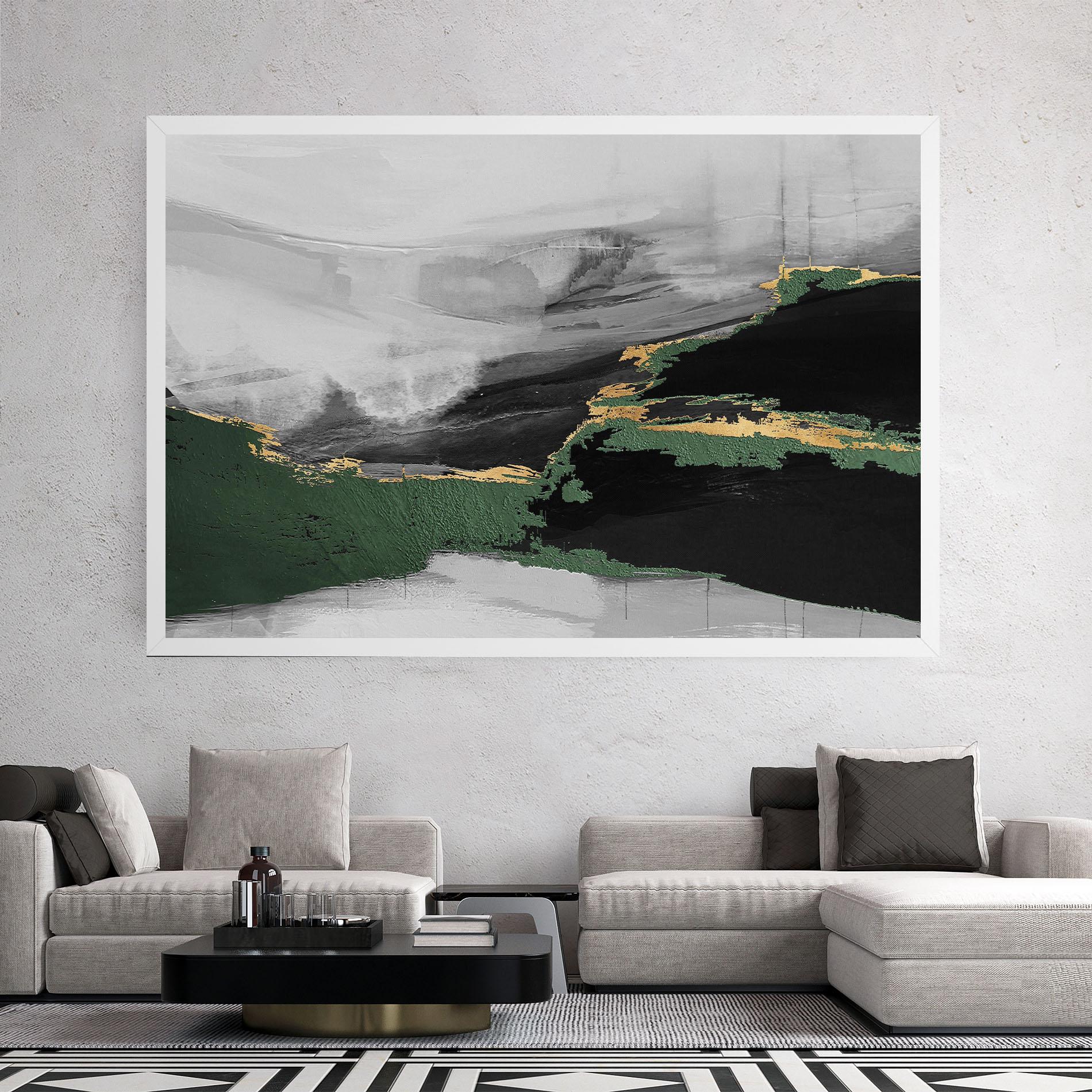 Tablou Canvas Grey With Green Painting mockup 2