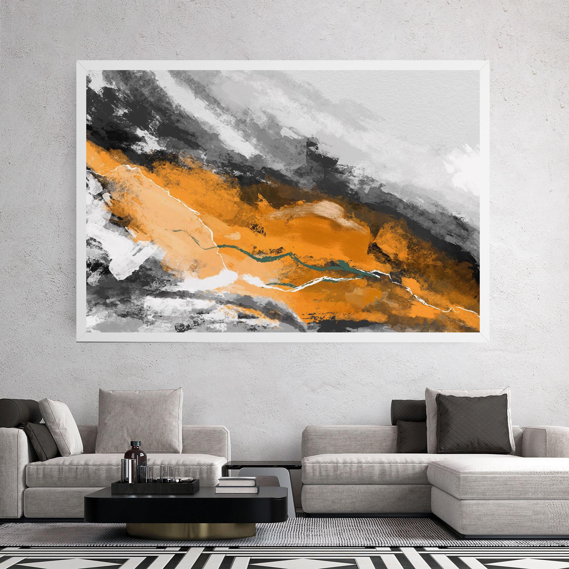 Tablou Canvas Orange Painting River mockup 2