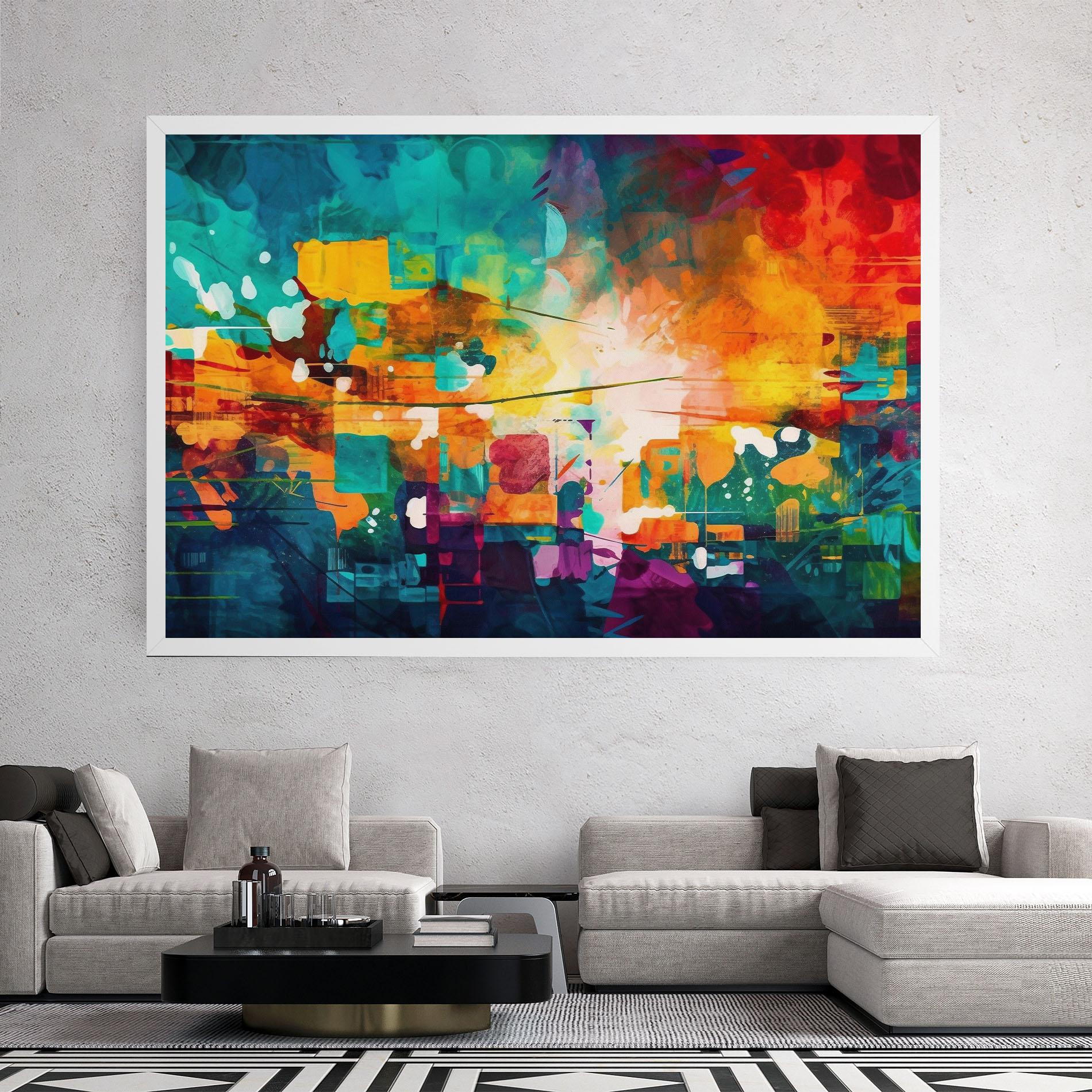 Tablou Canvas Vibrant Colors On Blue Background mockup 2