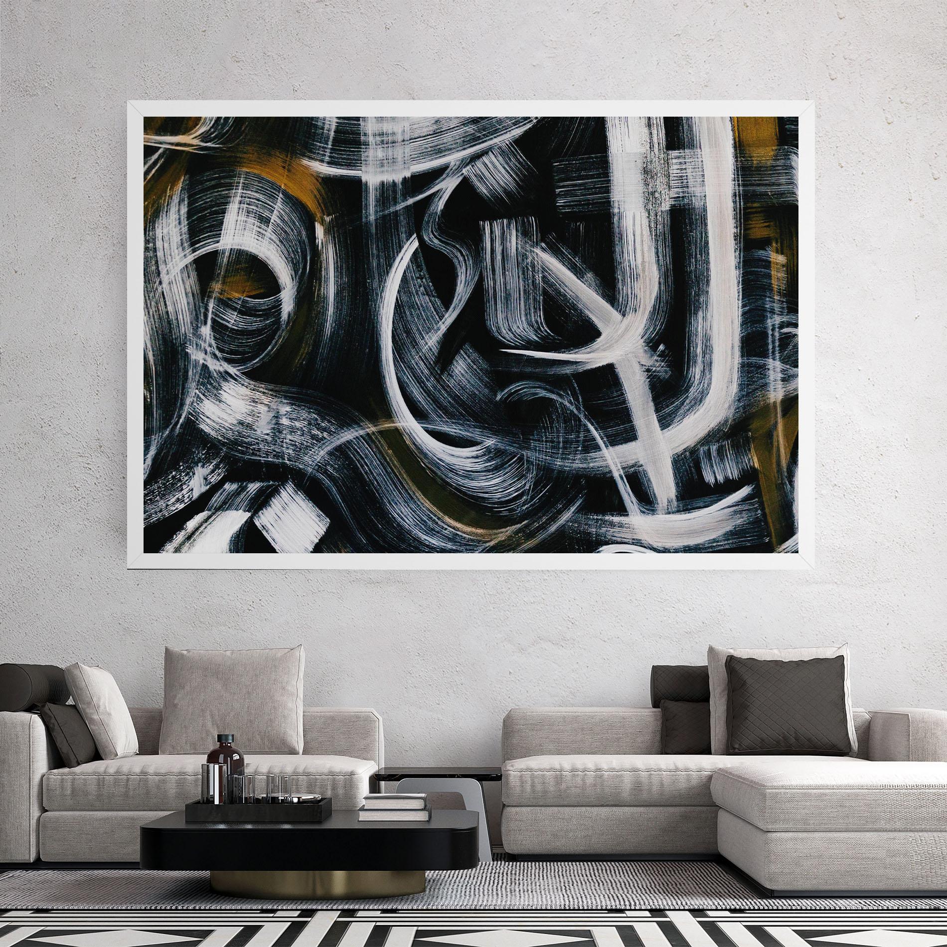 Tablou Canvas White Brush Lines mockup 2