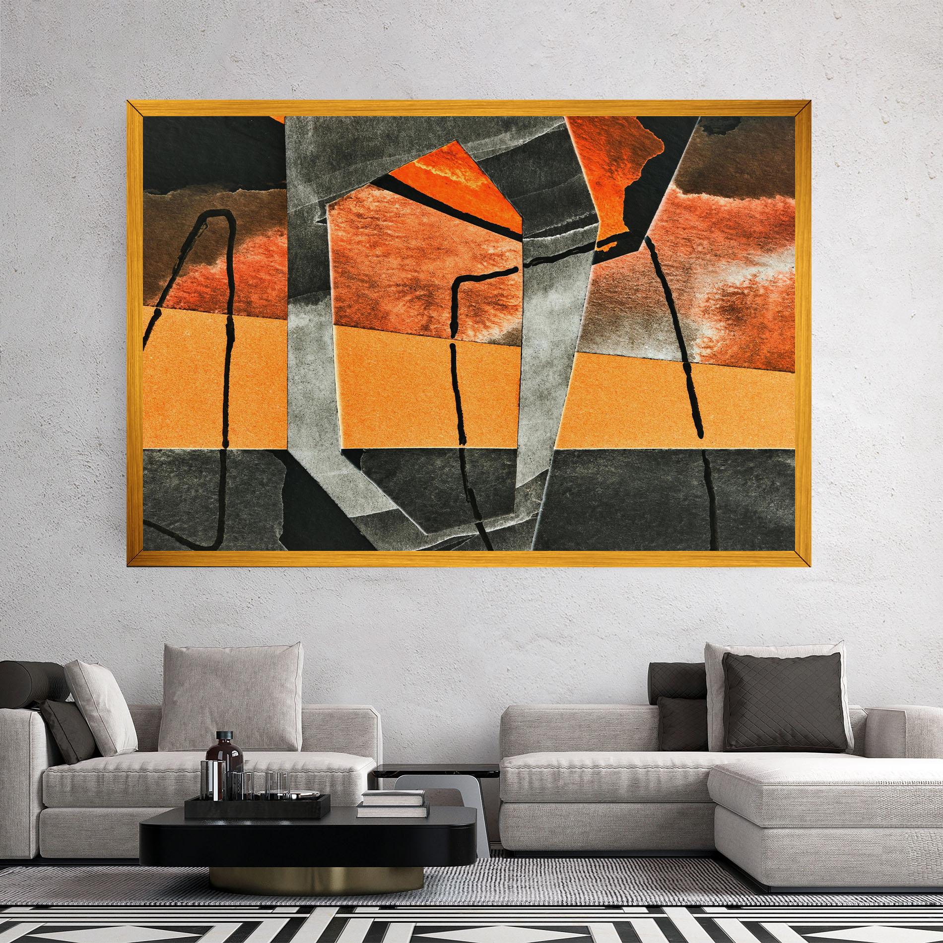 Tablou Canvas Abstract Grey Orange mockup 2