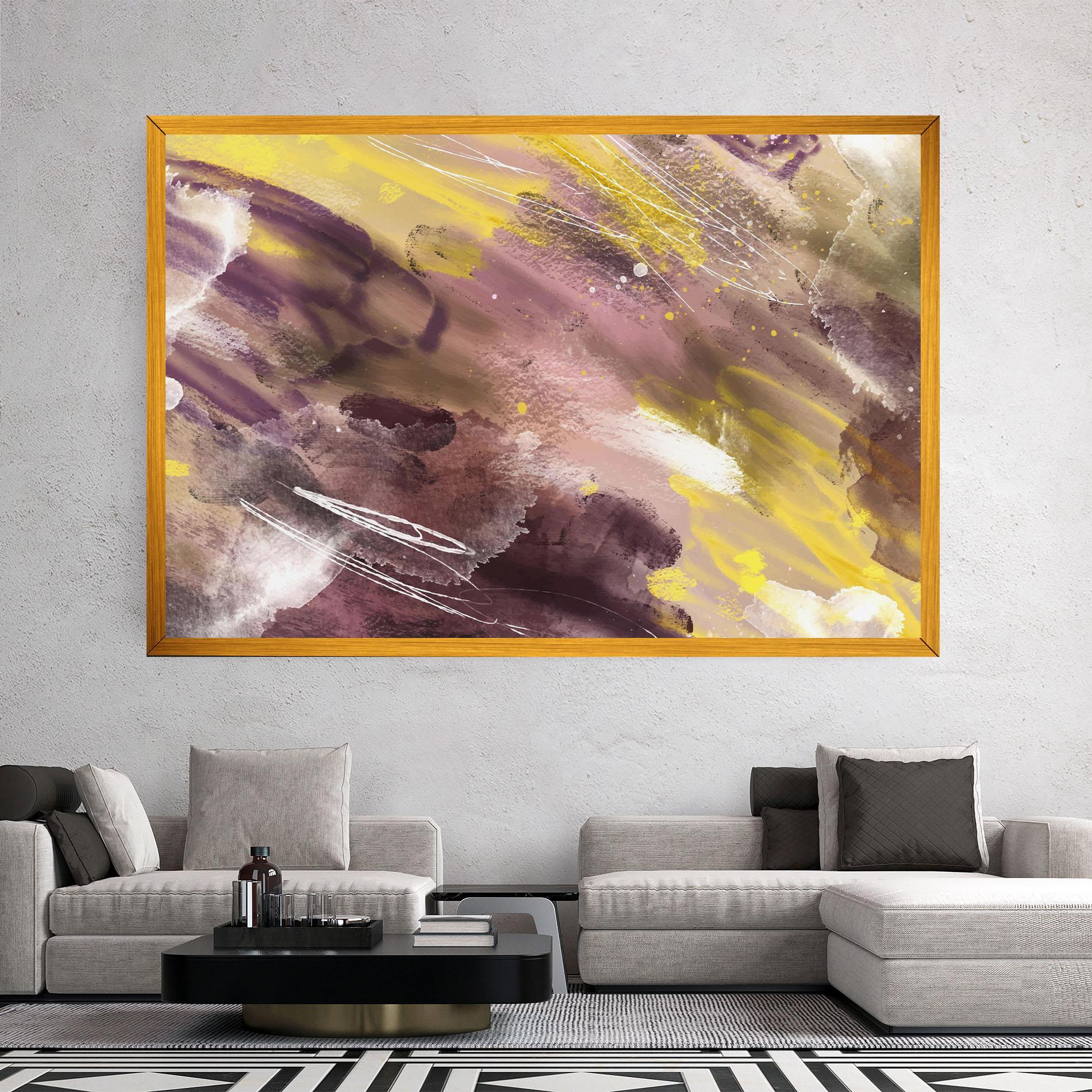 Tablou Canvas Abstract Purple Yellow Art mockup 2
