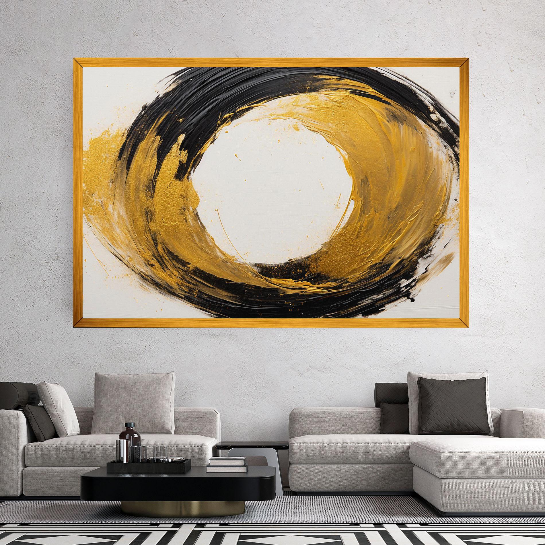 Tablou Canvas Circle From Gold And Black mockup 2