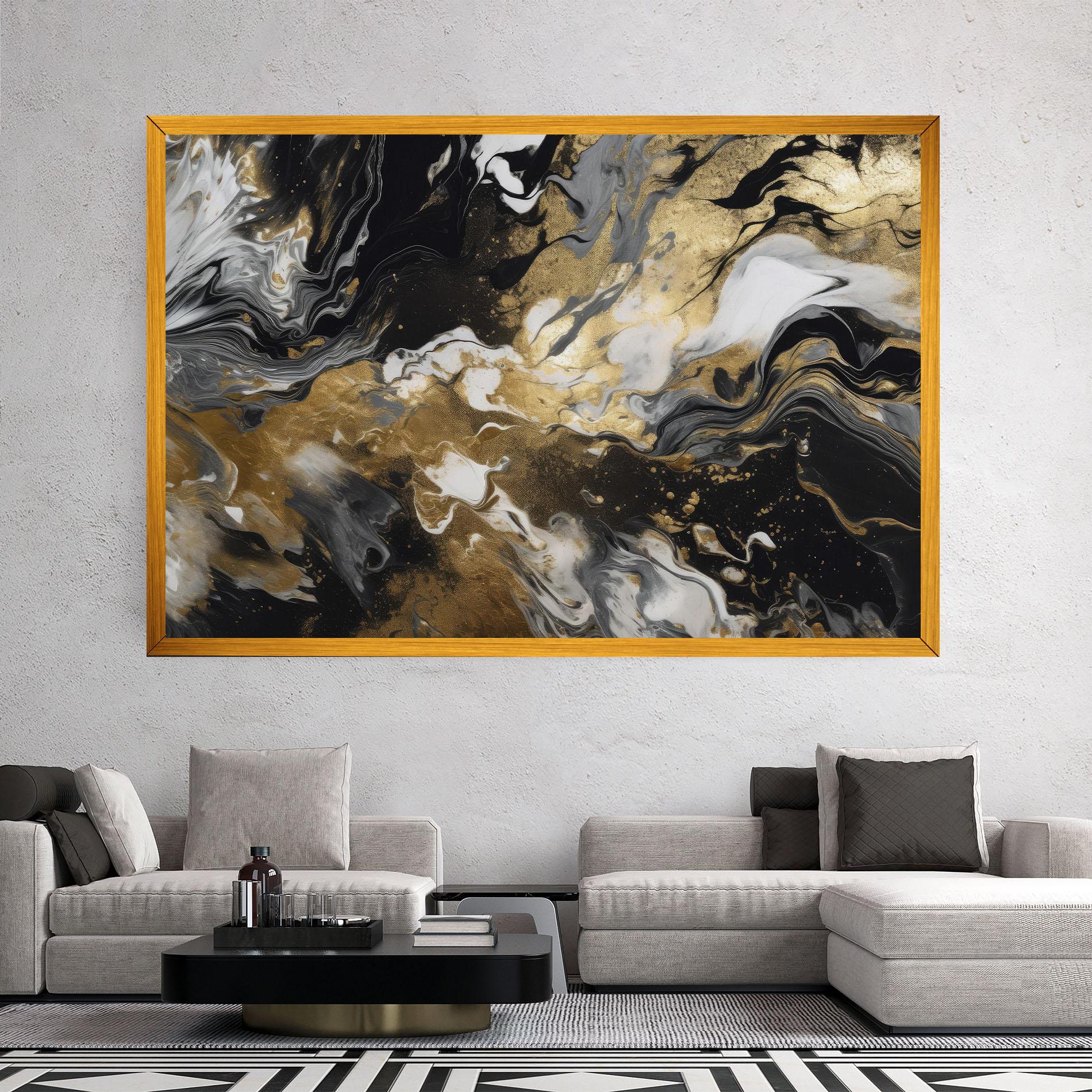 Tablou Canvas Gold Acrylic Fluid mockup 2