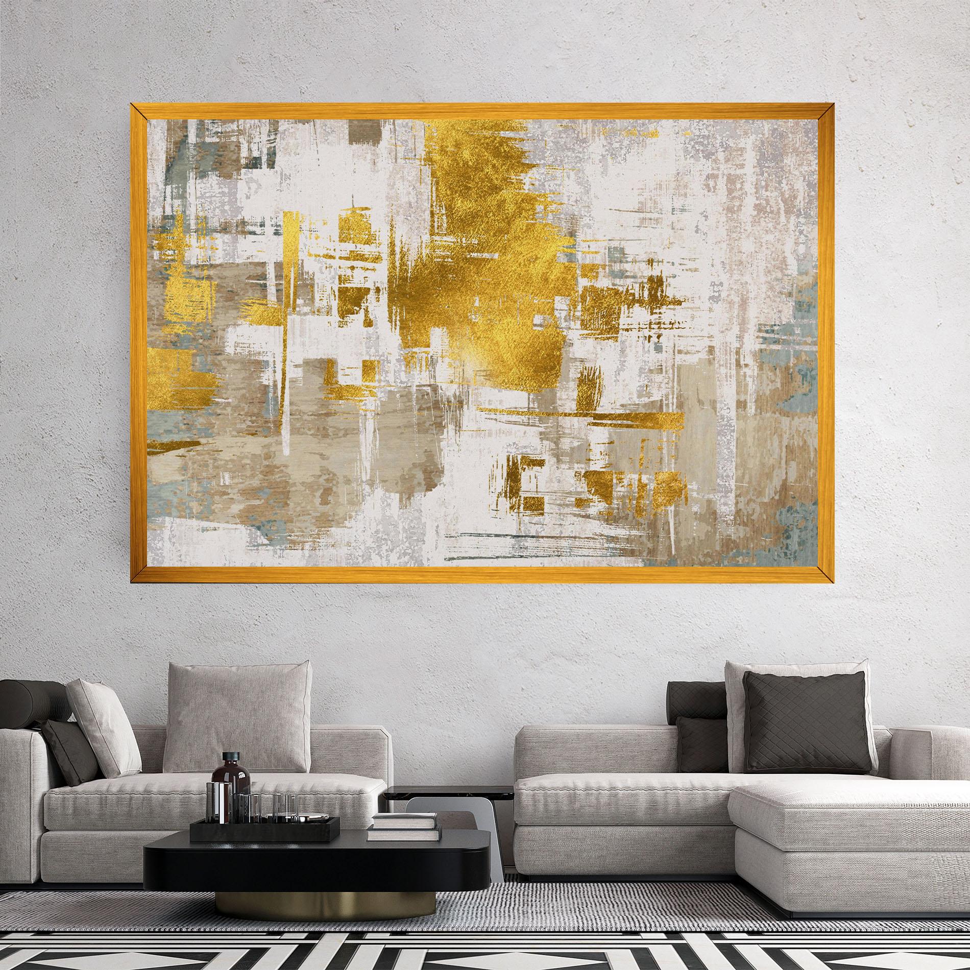 Tablou Canvas Gold And White Brush mockup 2